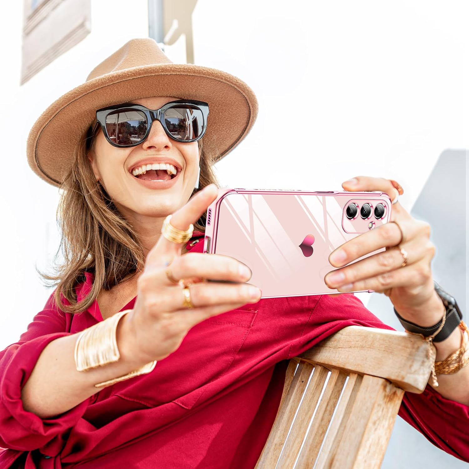 LeYi for Samsung Galaxy A14 5G Case: with Tempered Glass Screen Protector [2 Pcs]+ Full Camera Lens Protection, Love Heart Plating Girly Luxury Shockproof Case for A 14 5G, Pink
