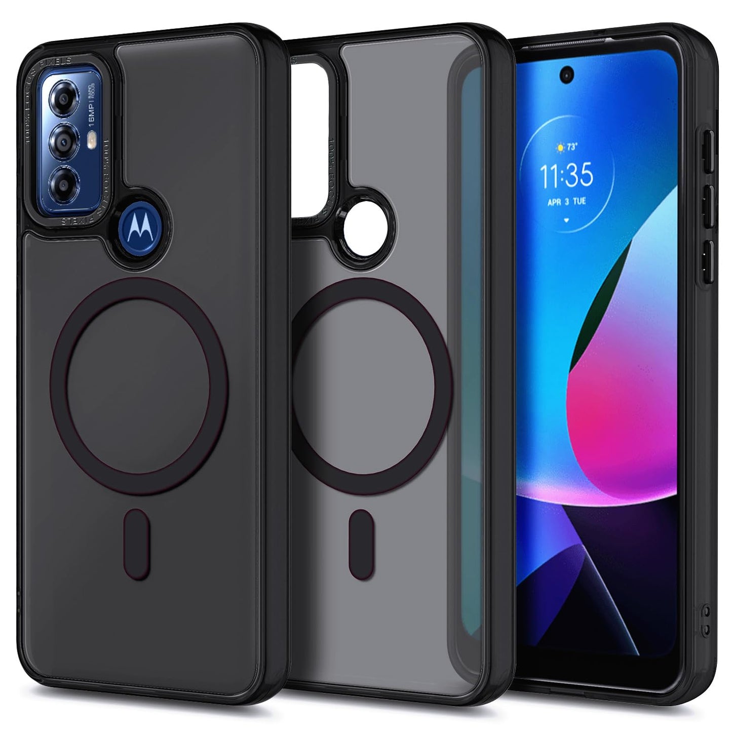 YZB Magnetic for Motorola Moto G Power-5G-2024 Case, Black | Compatible with MagSafe, Translucent Matte Scratch-Resistant Back, Military-Grade Protection Shockproof Slim Phone Cover