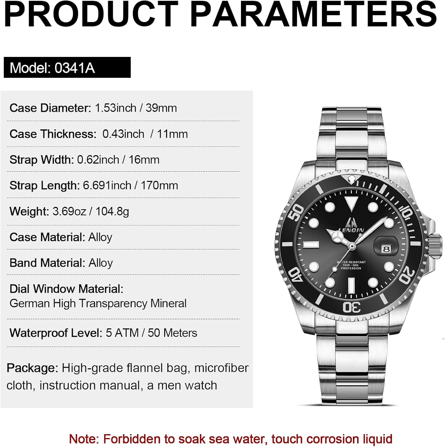 LN LENQIN Mens Watches Stainless Steel Waterproof Analog Quartz Watch for Men with Date Luminous Fashion Wristwatch