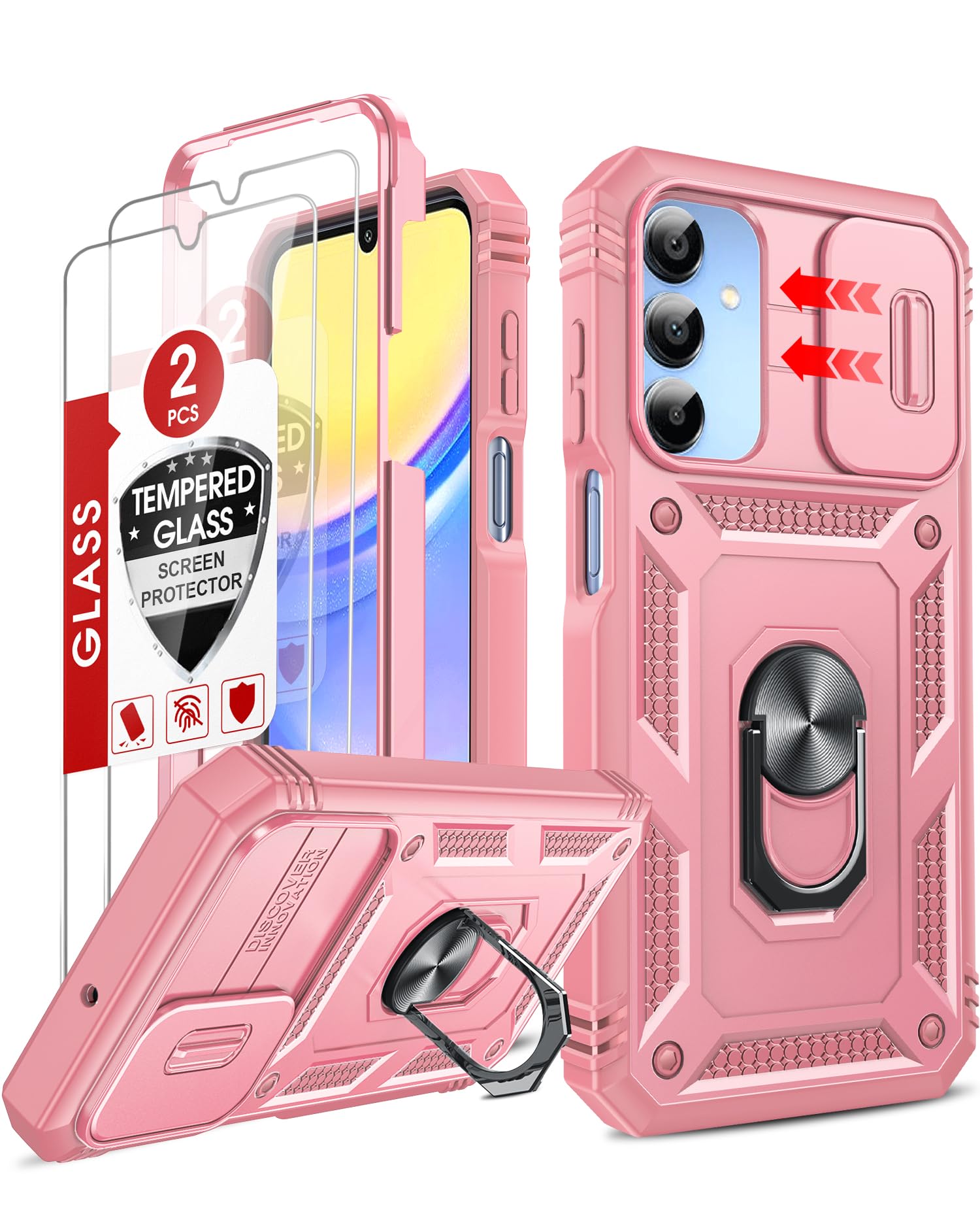 LeYi Compatible for Samsung Galaxy S24-FE Case: [𝗡𝗼𝘁 𝗳𝗶𝘁 𝗦𝟮𝟰 𝟱𝗚] Samsung S24 FE Case with S24FE Screen Protector X2 & Magnetic Stand, Military-Grade Cell Galaxy S 24 FE Phone, Black