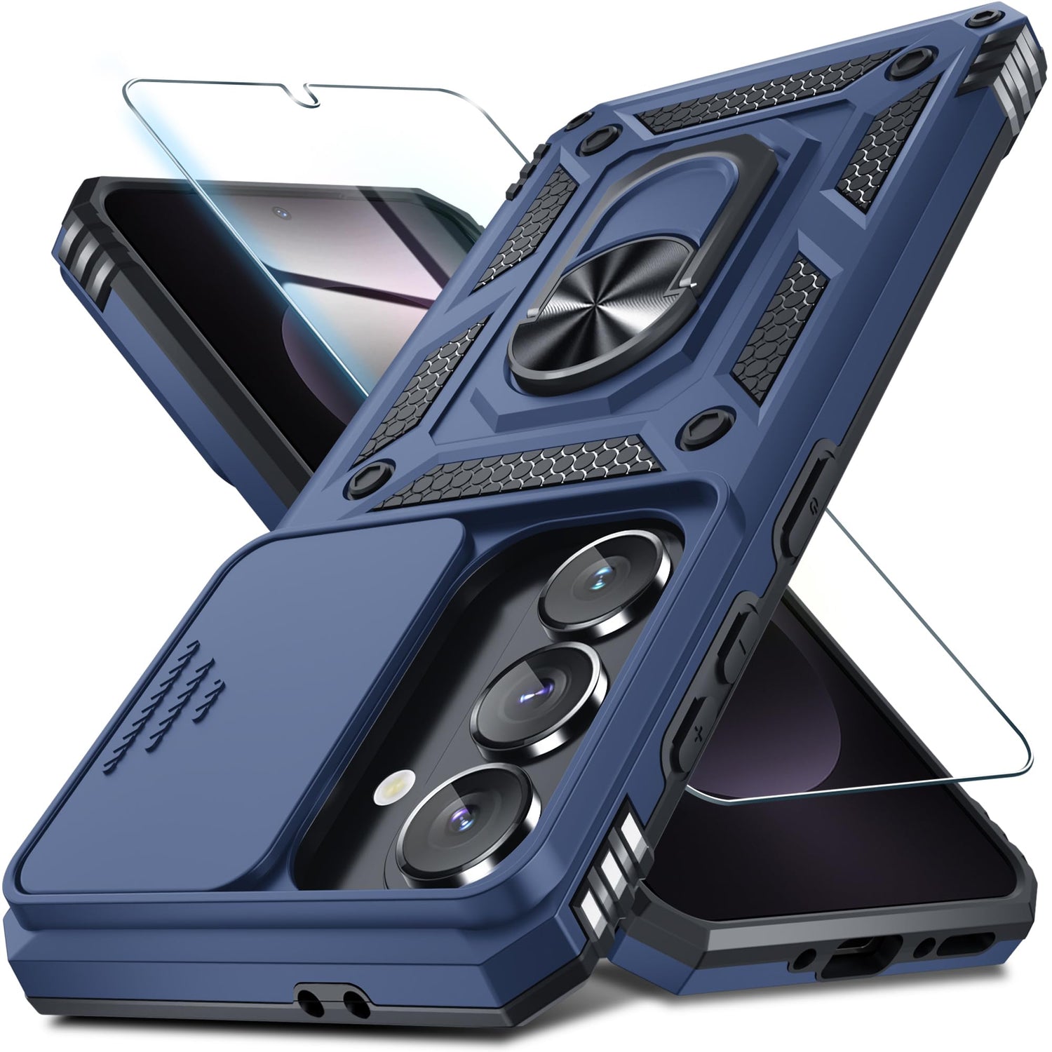 for Samsung Galaxy A37/A36 Case Built in Slide Camera Cover,Black