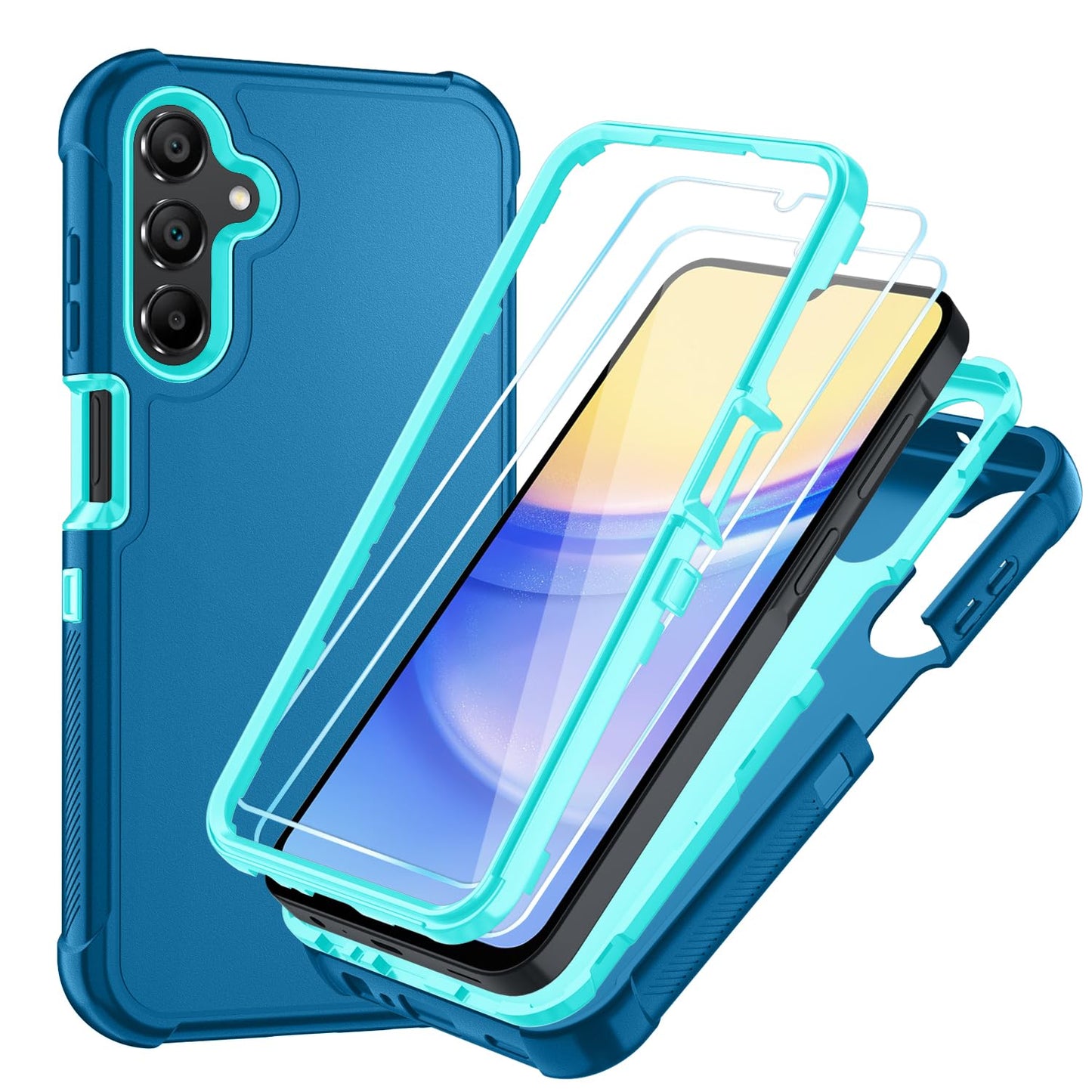 Case for Galaxy A25 5G Case, Samsung Galaxy A25 5G Case with HD Screen Protector [3 Layer] Military-Grade Heavy-Duty Shockproof Protective Phone Case for Samsung A25 5G,Black/Black