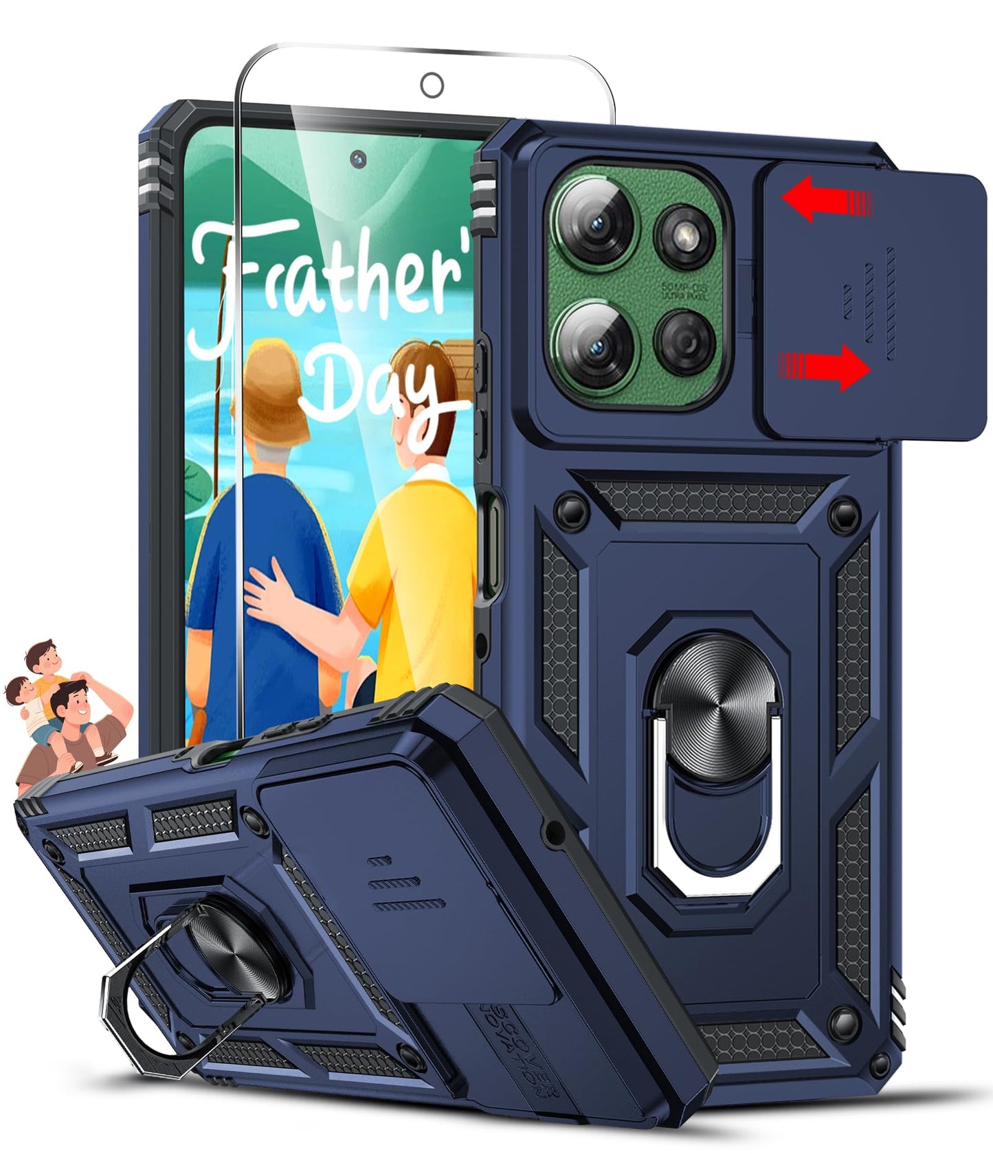 LeYi for Motorola Moto G Stylus 2025-Case: 【𝐍𝐨𝐭 𝐅𝐢𝐭 𝐌𝐨𝐭𝐨 𝐆 𝟐𝟎𝟐𝟓】Moto G Stylus 2026 Case 5G, Slide Camera Cover Screen Protector, Tough Armor Android Unlocked Phone Magnetic Stand, Black
