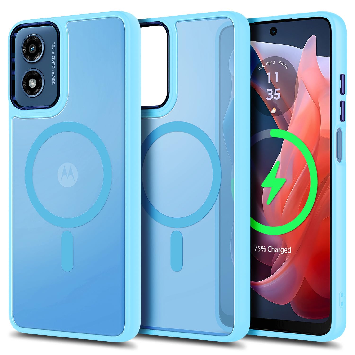 YZB Magnetic for Motorola Moto G Power-5G-2024 Case, Black | Compatible with MagSafe, Translucent Matte Scratch-Resistant Back, Military-Grade Protection Shockproof Slim Phone Cover