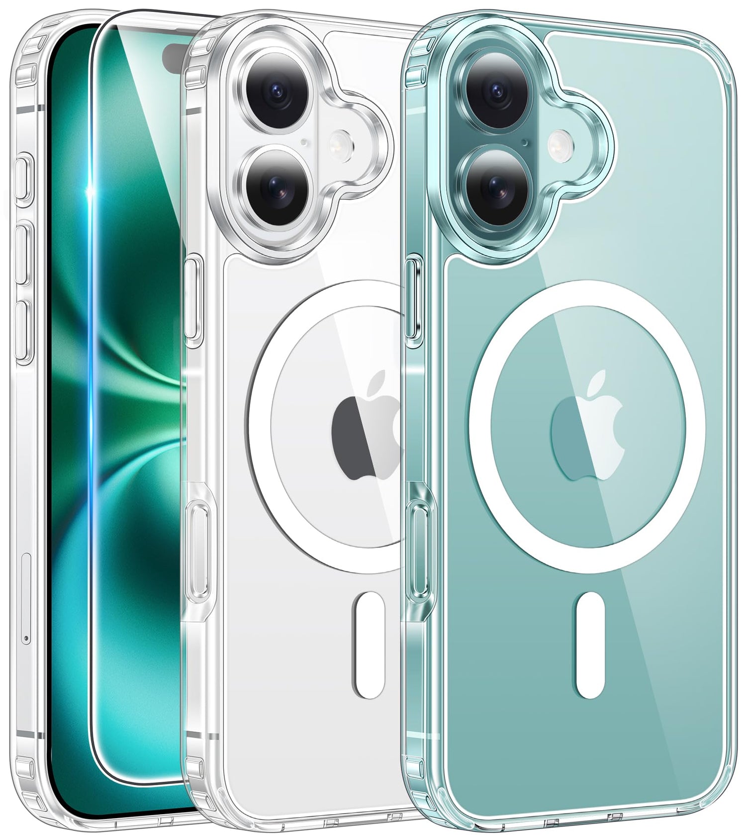 FNTCASE for iPhone 17 Case Clear: Magnetic Phone Cases with Screen Protector Drop Proof Compatible with Magsafe Slim Anti Yellowing Rugged Shockproof Protective Transparent Cell Cover (A-Clear)