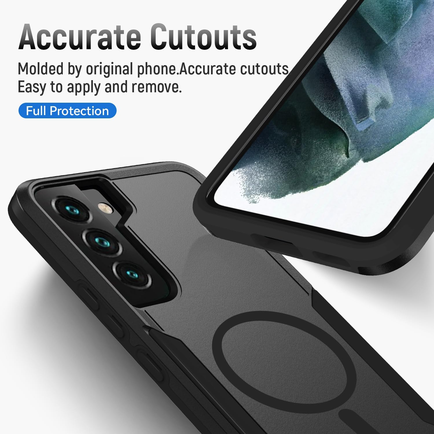 for Samsung Galaxy S22 Case,[Compatible with Magsafe] [Military Grade Drop Tested] Dual Layer Shockproof Magnetic Tough Rugged Protective Phone Case -6.1 inch (Black)