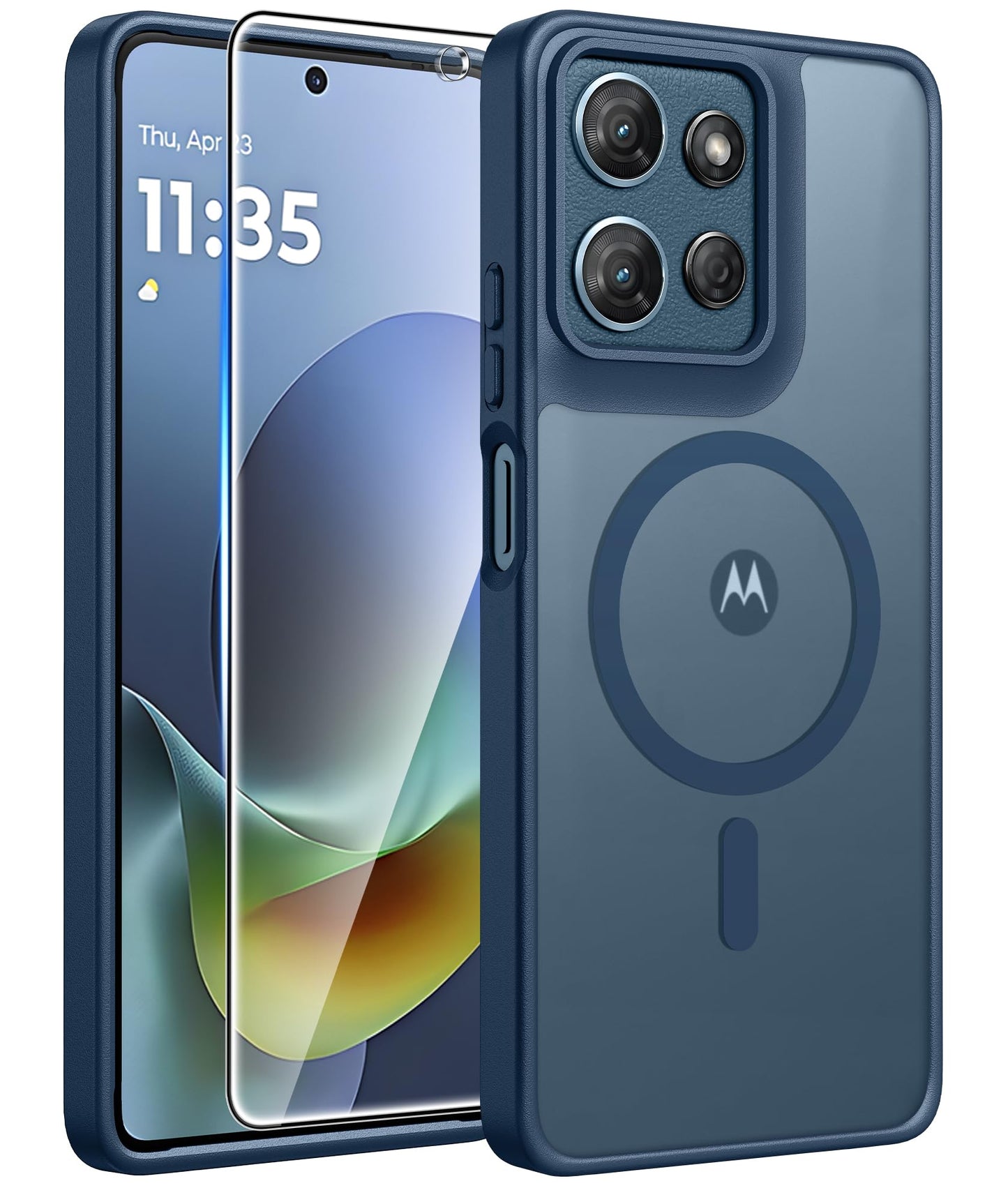 FNTCASE for Motorola Edge 2026 Magnetic Case: [Compatible with Magsafe] Translucent Matte Cases with [Screen Protector] Military Grade Shockproof Protective Phone Cover(6.5 inch/Black)