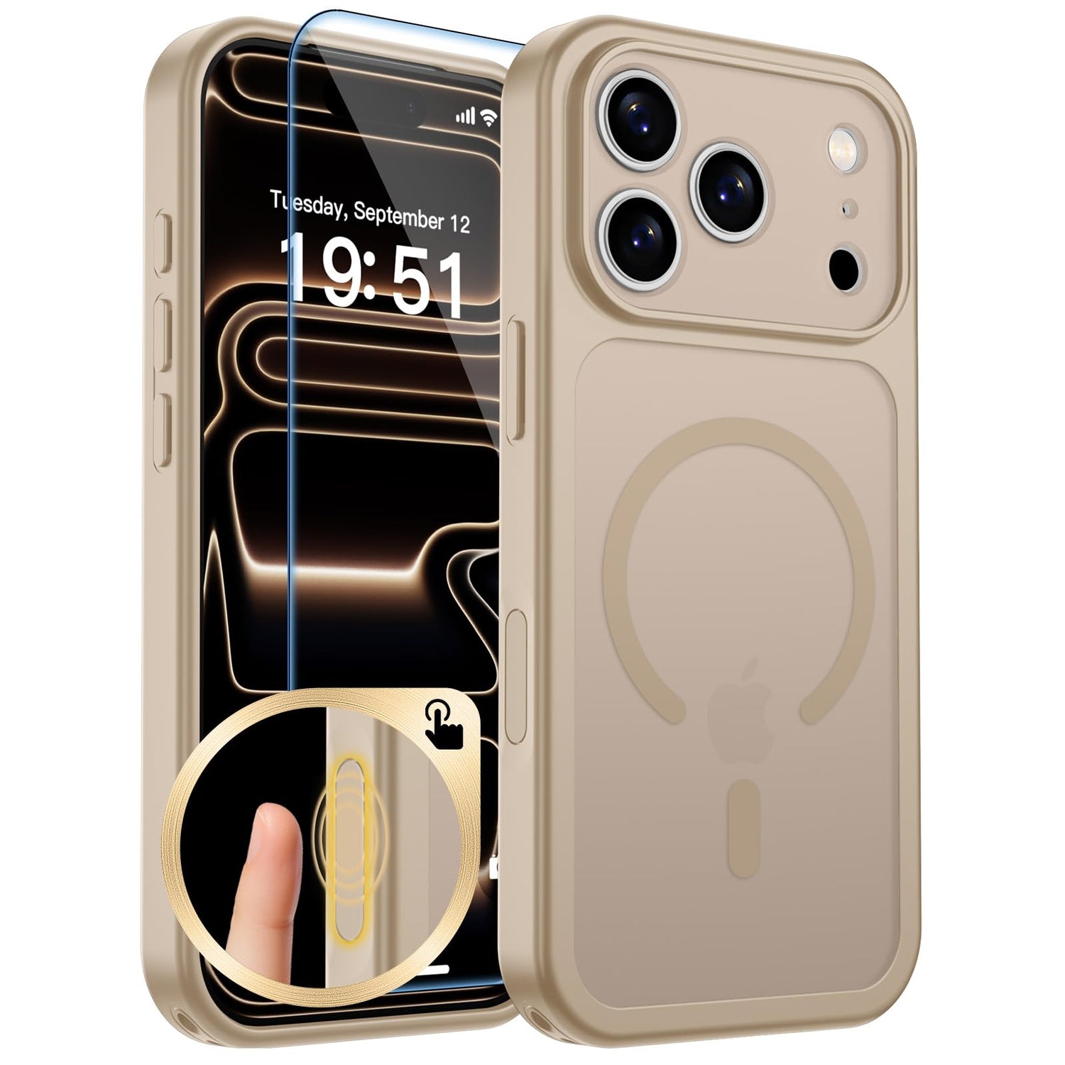 Magnetic for iPhone 17 Case, Upgraded [Camera Control Button] [Full Camera Protection] [with 1 Screen Protector] Translucent Matte Shockproof Protective Phone Cover, Mist Blue