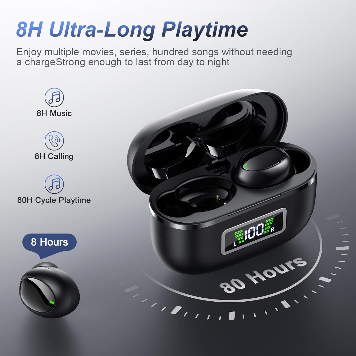 Wireless Bluetooth 5.4 Small in-Ear Headphones, Hi-Fi Stereo Sound