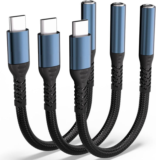USB C to 3.5mm Audio Headphone Adapter - HiFi Compatible with Apple iPhone 17 16/16 Pro/15/15 Pro/Pro Max/Plus Type C Aux Audio Dongle Cable Cord Compatible with iPad, Samsung Galaxy S23/S23/(3 Pack)