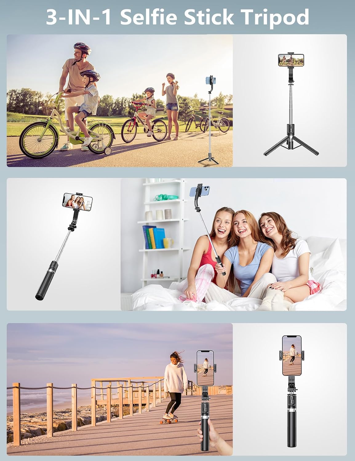 Selfie Stick Tripod with Light, 45'' Phone Tripod with Wireless Remote | Portable Travel Phone Tripod, Compatible with iPhone 16/15 Pro Max/15/14 Pro/14/13, Samsung S22/ S23 Ultra/Android Smartphone