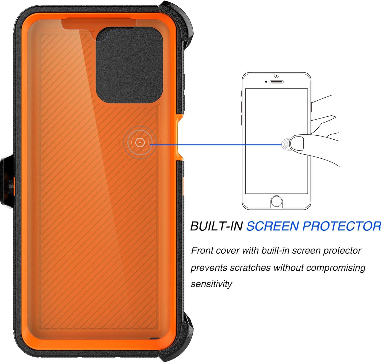 Tekcoo Case for Motorola Moto G Stylus 5G | 2023 Only | XT2315 with [Built-in Screen Protector] Holster Locking Belt Clip [Military Grade 12FT Drop Tested] Full Body Carrying Kickstand Cover [Orange]