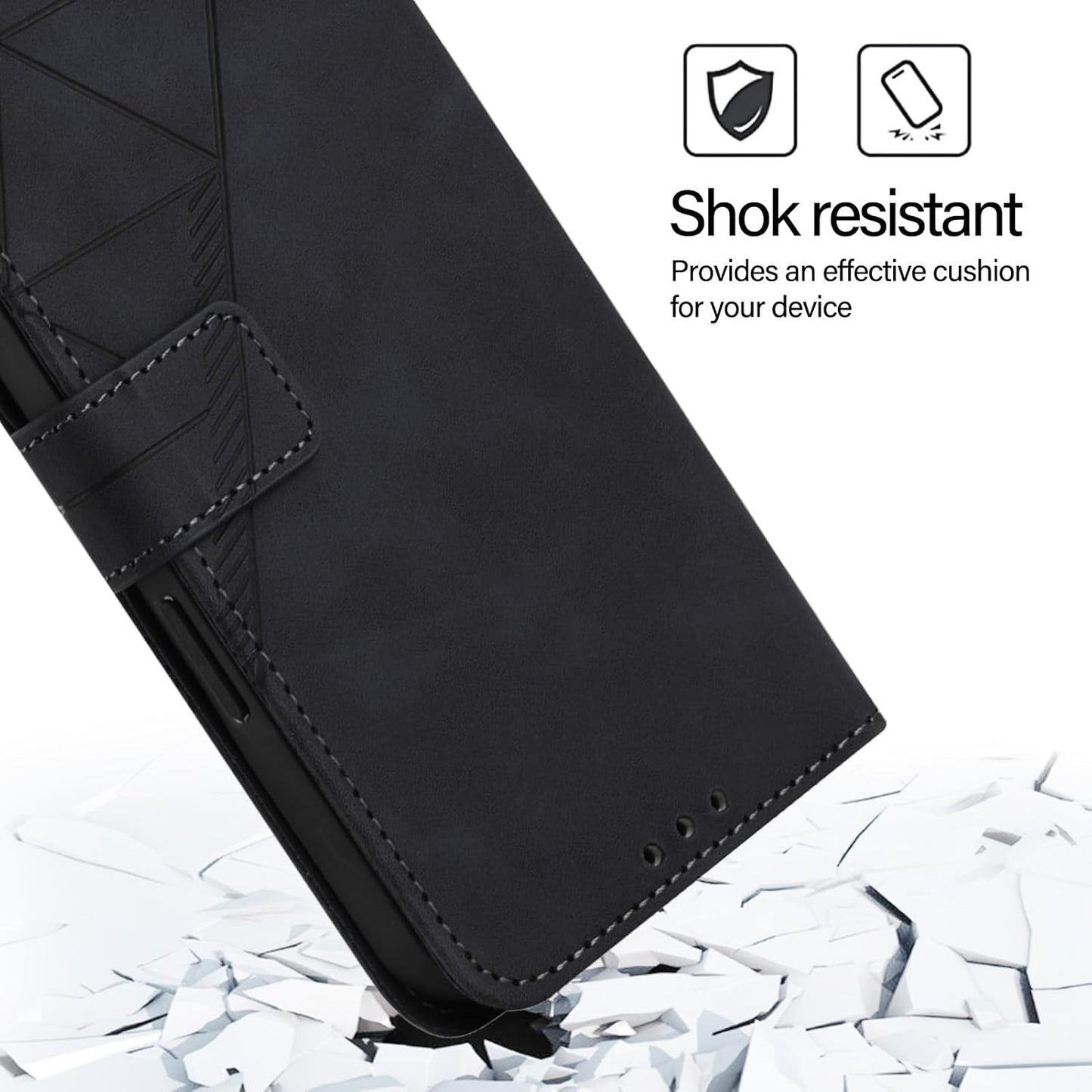 Flip Case for Moto Edge 2024 5G Faux Leather Wallet Holster with Cards Holder Kickstand Magnetic Closure Shockproof Folio Protect Cover for Motorola Edge (2024). Black YBS