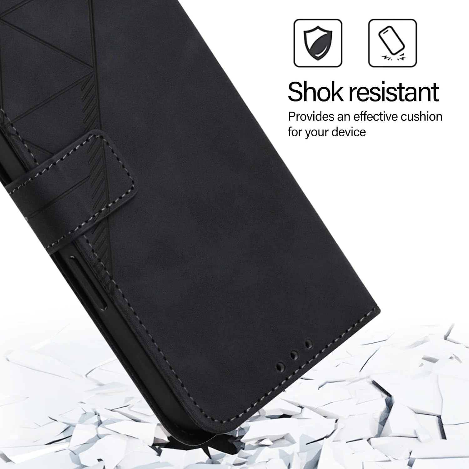 Flip Case for Moto Edge 2024 5G Faux Leather Wallet Holster with Cards Holder Kickstand Magnetic Closure Shockproof Folio Protect Cover for Motorola Edge (2024). Black YBS
