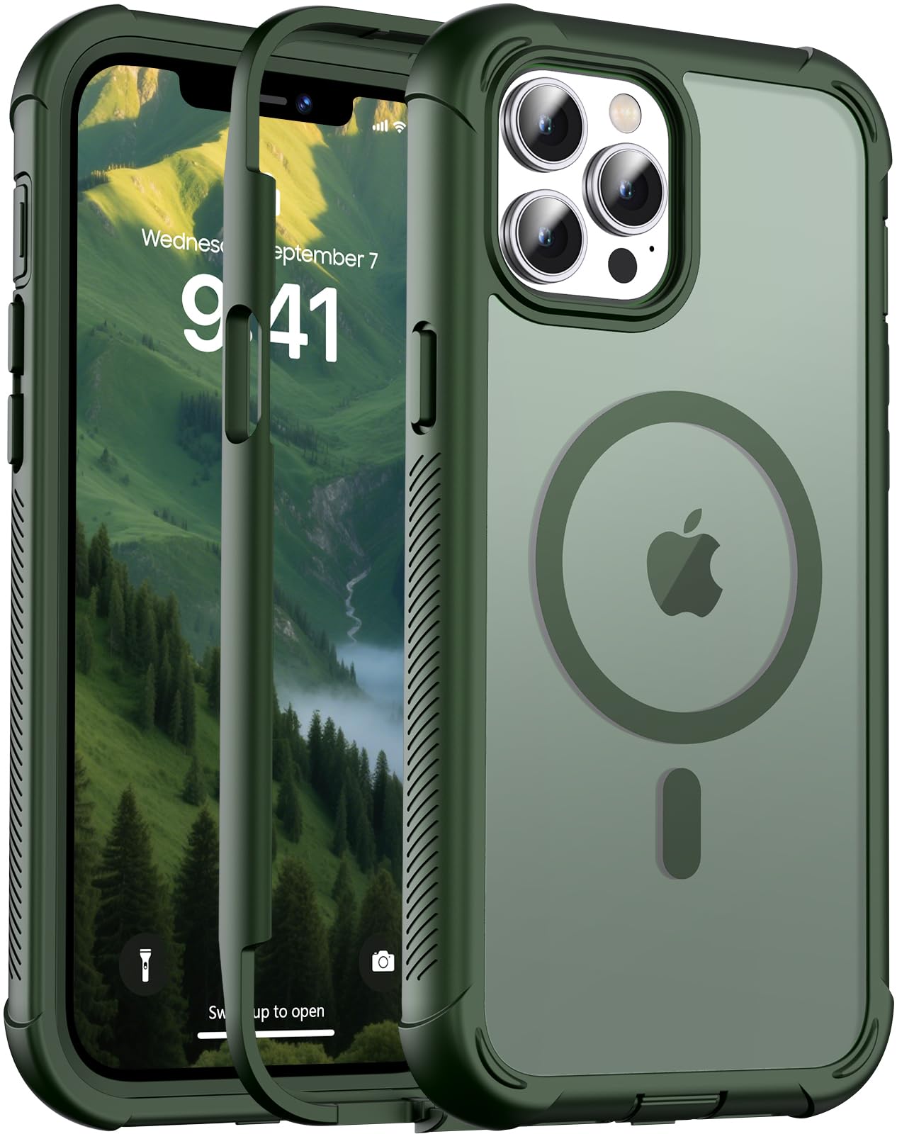 Magnetic for iPhone 17 Case, [Compatible with MagSafe][Military Grade Drop Protection][Heavy Duty Protection][Non-Slip][Shockproof] 2-Layer Durable Bumper Phone Case 6.3''-Black