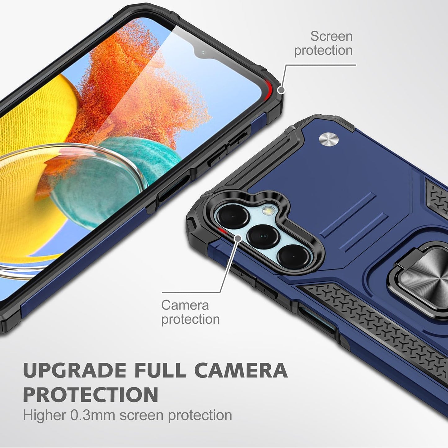 Dionsibei Galaxy A25 5G Case Military Grade Built-in Kickstand Case with Stand Holster Armor Heavy Duty Shockproof Cover Protective Case for Samsung Galaxy A25 5G Phone Case for Men Women (Blue)