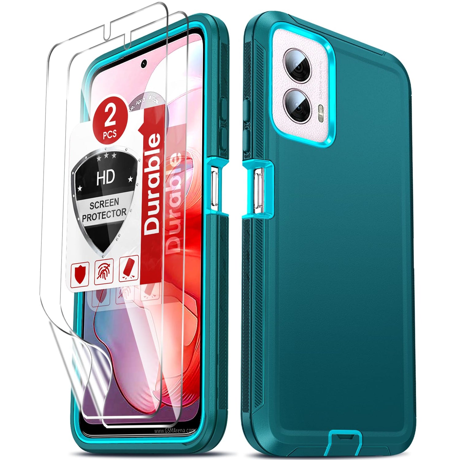 LeYi for Moto G-Power-2025 Case 5G:【NOT FIT G 5G 2025】 Motorola G Power 2025 Case with Tempered Glass Screen Protector, 3 in 1 Rugged Cover, Military Grade Shockproof Cell Phone Funda, Teal