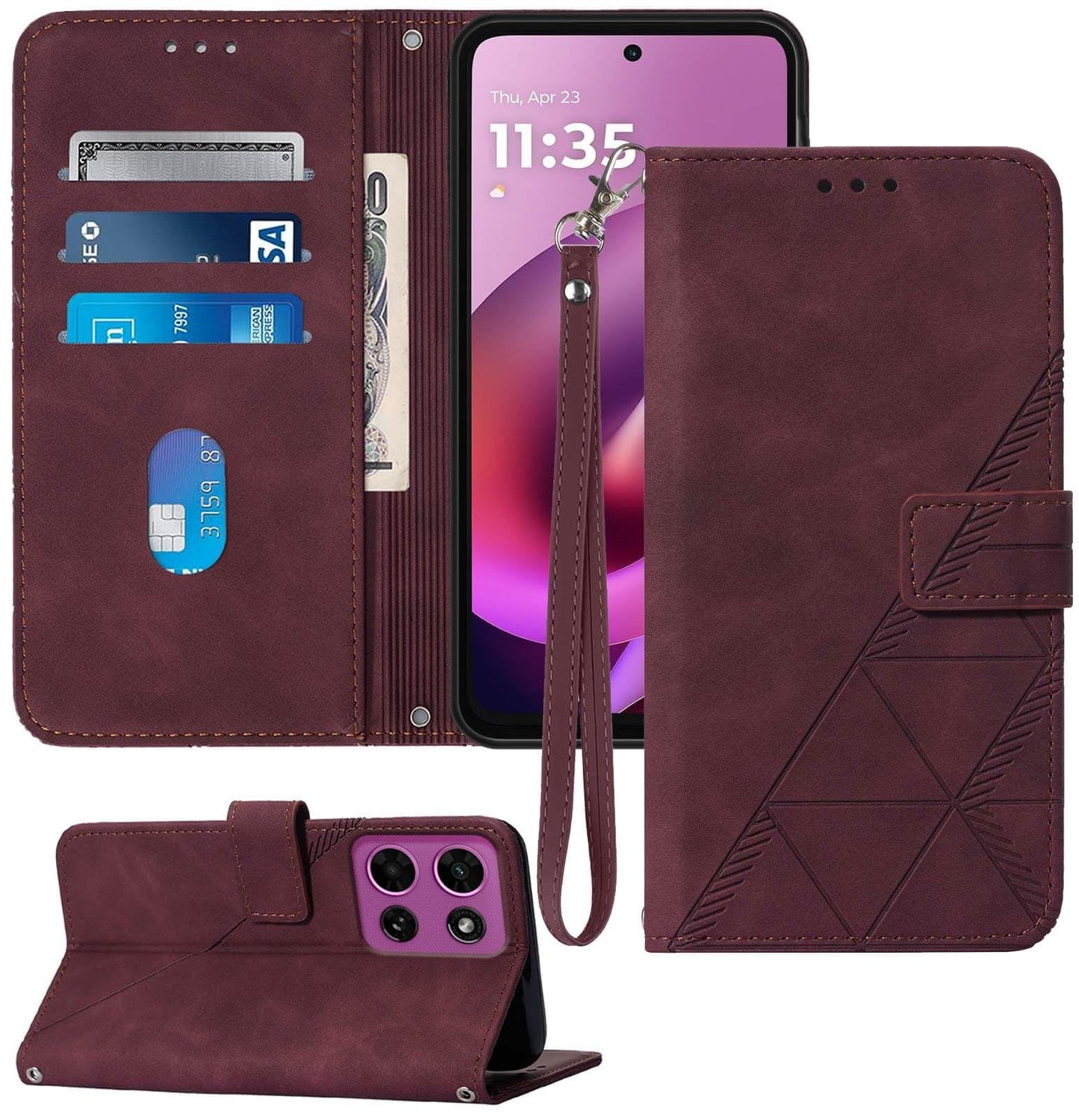 for Moto G Power 2026 Case Wallet, Card Holder Slots, Wrist Strap, TPU Interior Phone Protective, Stand PU Leather Flip Cases Cover for Moto G Power - 2026 (Black)