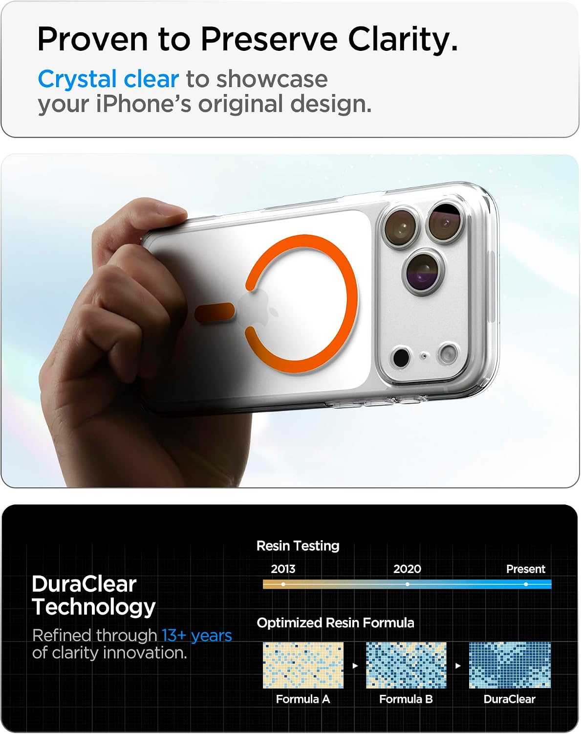 Spigen for iPhone 18 Pro Max Case, for iPhone 17 Pro Max Case, Clear Orange