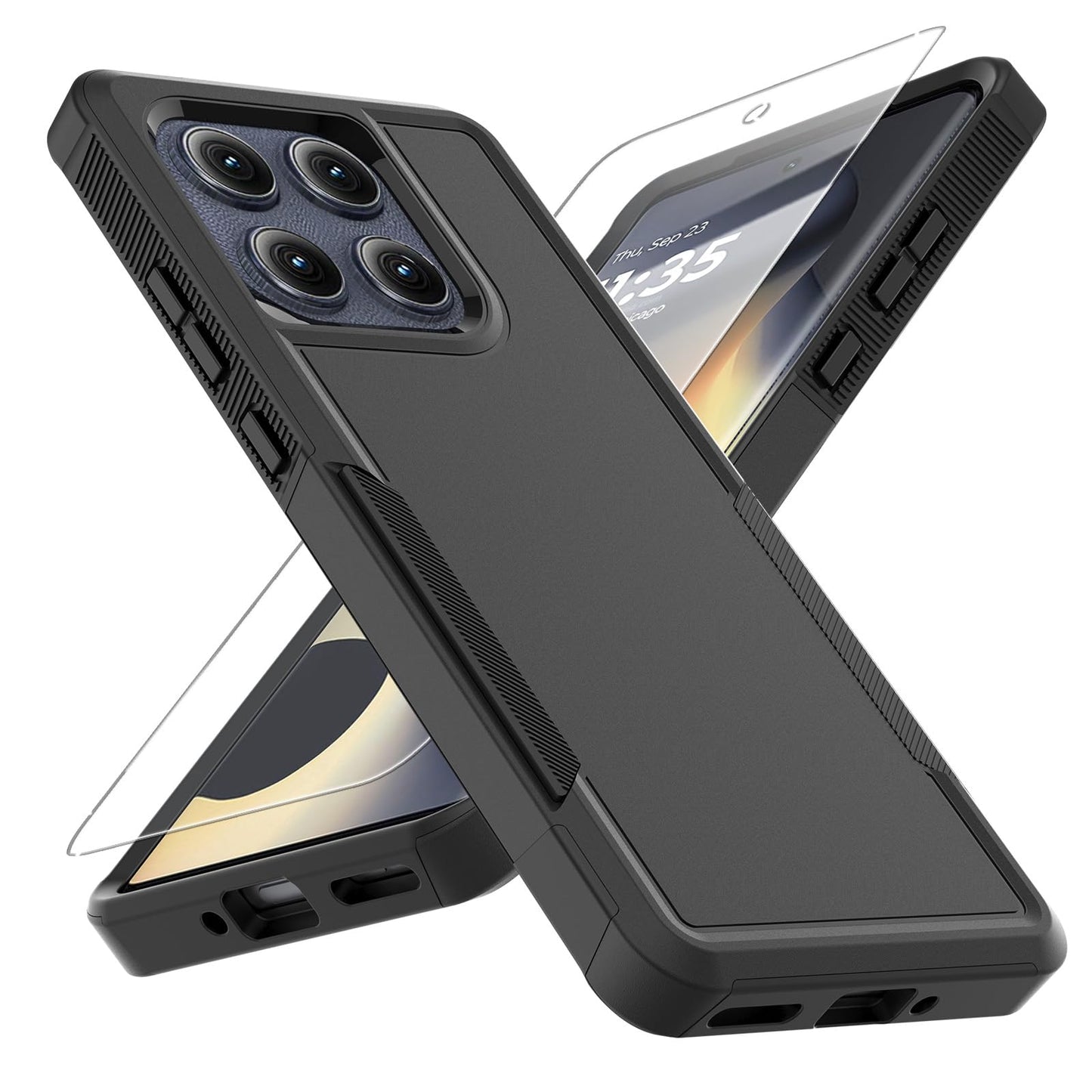 for Motorola Edge 2025 Case, [Military Grade Drop Tested] with Screen Protector, Dual Layer Protective Heavy Duty Cell Phone Cover Non-Slip Shockproof Case for Moto Edge 2025 (Dark Green)