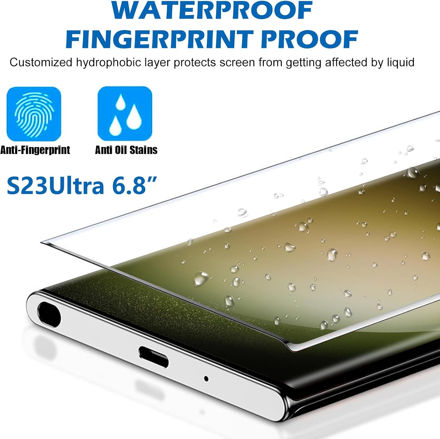 3 Pack Galaxy S23 Ultra Screen Protector, HD Clear Tempered Glass, Fingerprint Unlock, 3D Curved, Scratch Resistant, No Bubble for Samsung Galaxy S23 Ultra 5G Glass Screen Protector