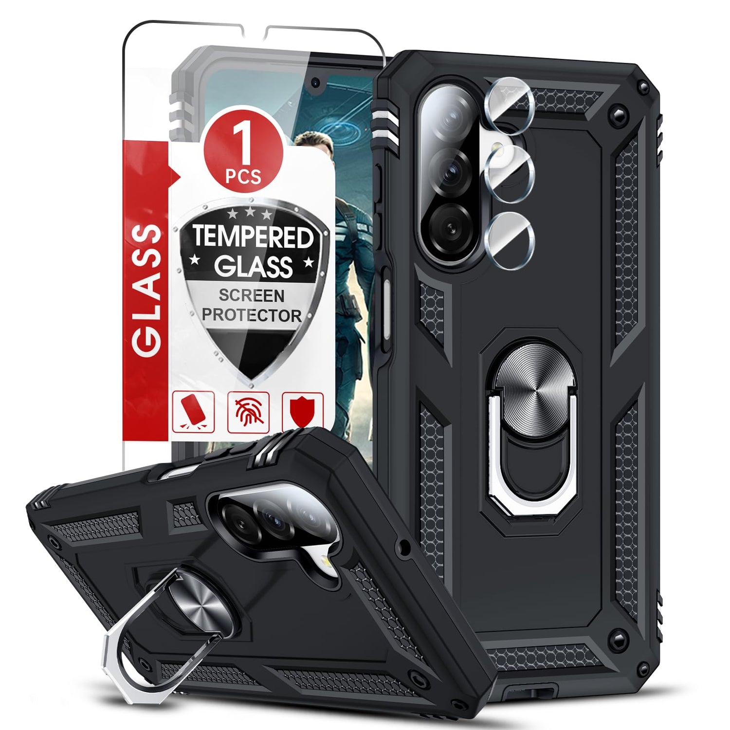 LeYi for Motorola Moto G Stylus 2025-Case: 【𝐍𝐨𝐭 𝐅𝐢𝐭 𝐌𝐨𝐭𝐨 𝐆 𝟐𝟎𝟐𝟓】Moto G Stylus 2026 Case 5G, Slide Camera Cover Screen Protector, Tough Armor Android Unlocked Phone Magnetic Stand, Black