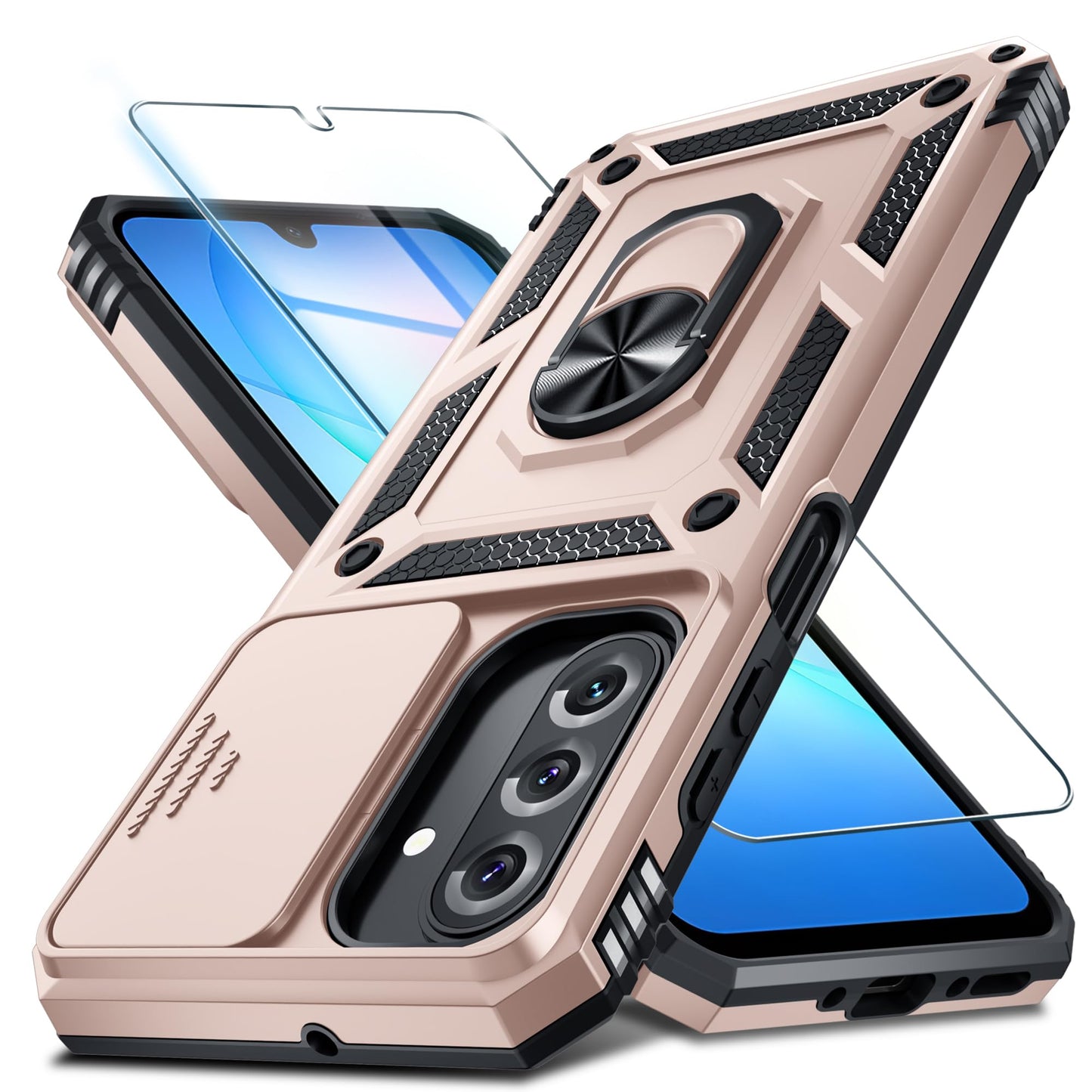 Janmitta for Samsung Galaxy A57 Case Built in Slide Camera Cover,Black