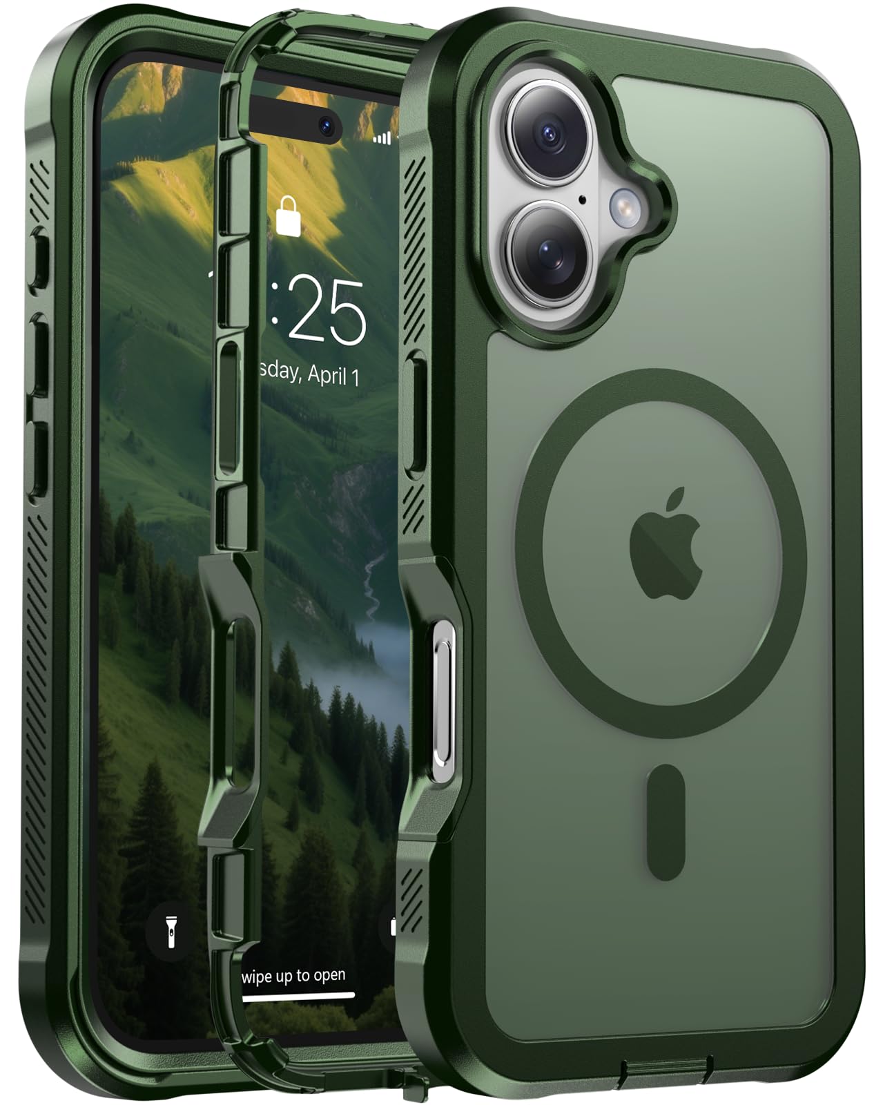 Magnetic for iPhone 17 Case, [Compatible with MagSafe][Military Grade Drop Protection][Heavy Duty Protection][Non-Slip][Shockproof] 2-Layer Durable Bumper Phone Case 6.3''-Black
