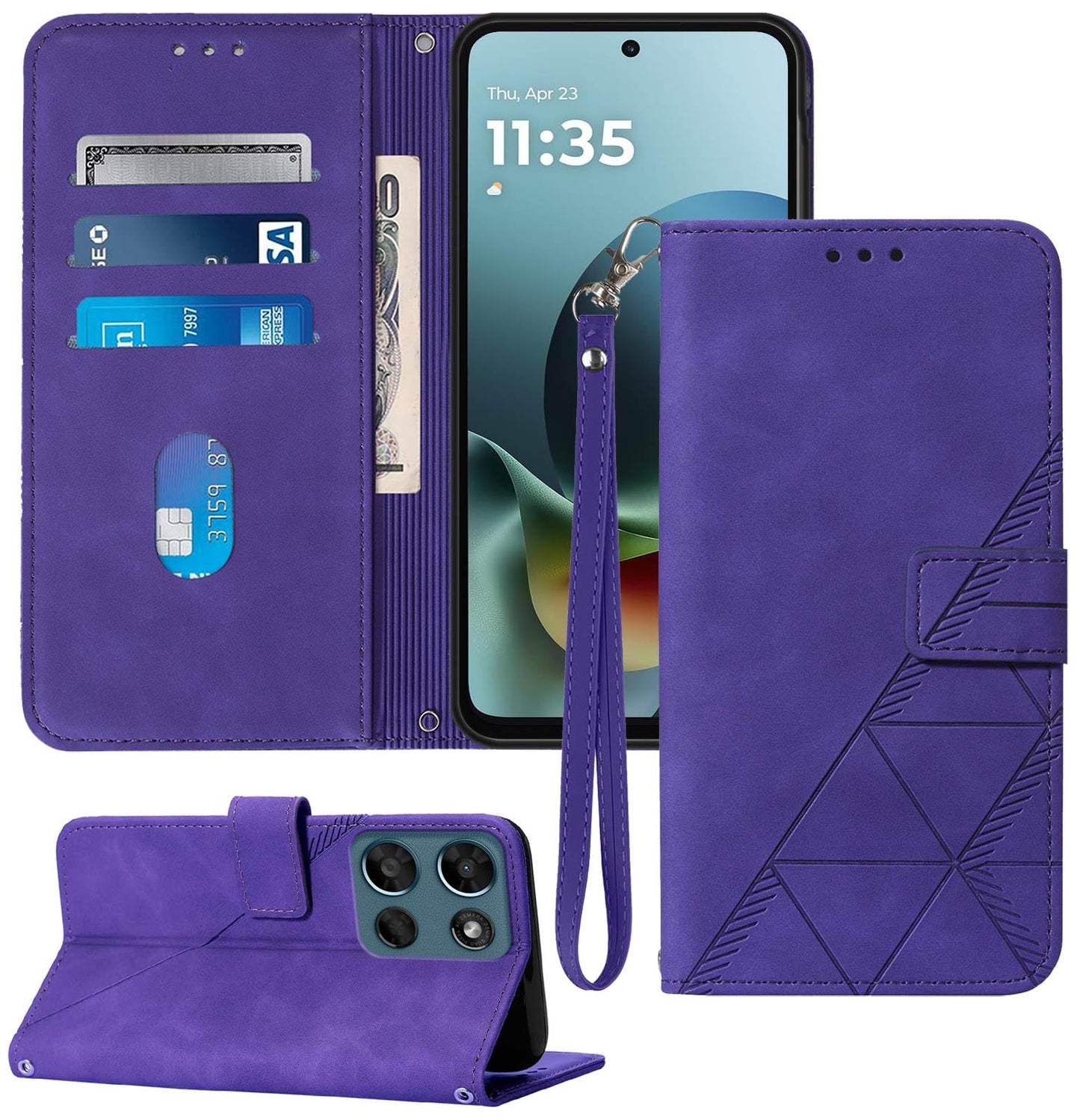 for Moto G Power 2026 Case Wallet, Card Holder Slots, Wrist Strap, TPU Interior Phone Protective, Stand PU Leather Flip Cases Cover for Moto G Power - 2026 (Black)