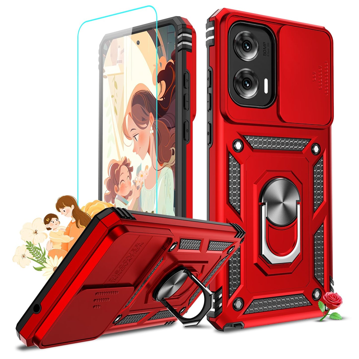 LeYi for Motorola Moto G Stylus 2025-Case: 【𝐍𝐨𝐭 𝐅𝐢𝐭 𝐌𝐨𝐭𝐨 𝐆 𝟐𝟎𝟐𝟓】Moto G Stylus 2026 Case 5G, Slide Camera Cover Screen Protector, Tough Armor Android Unlocked Phone Magnetic Stand, Black
