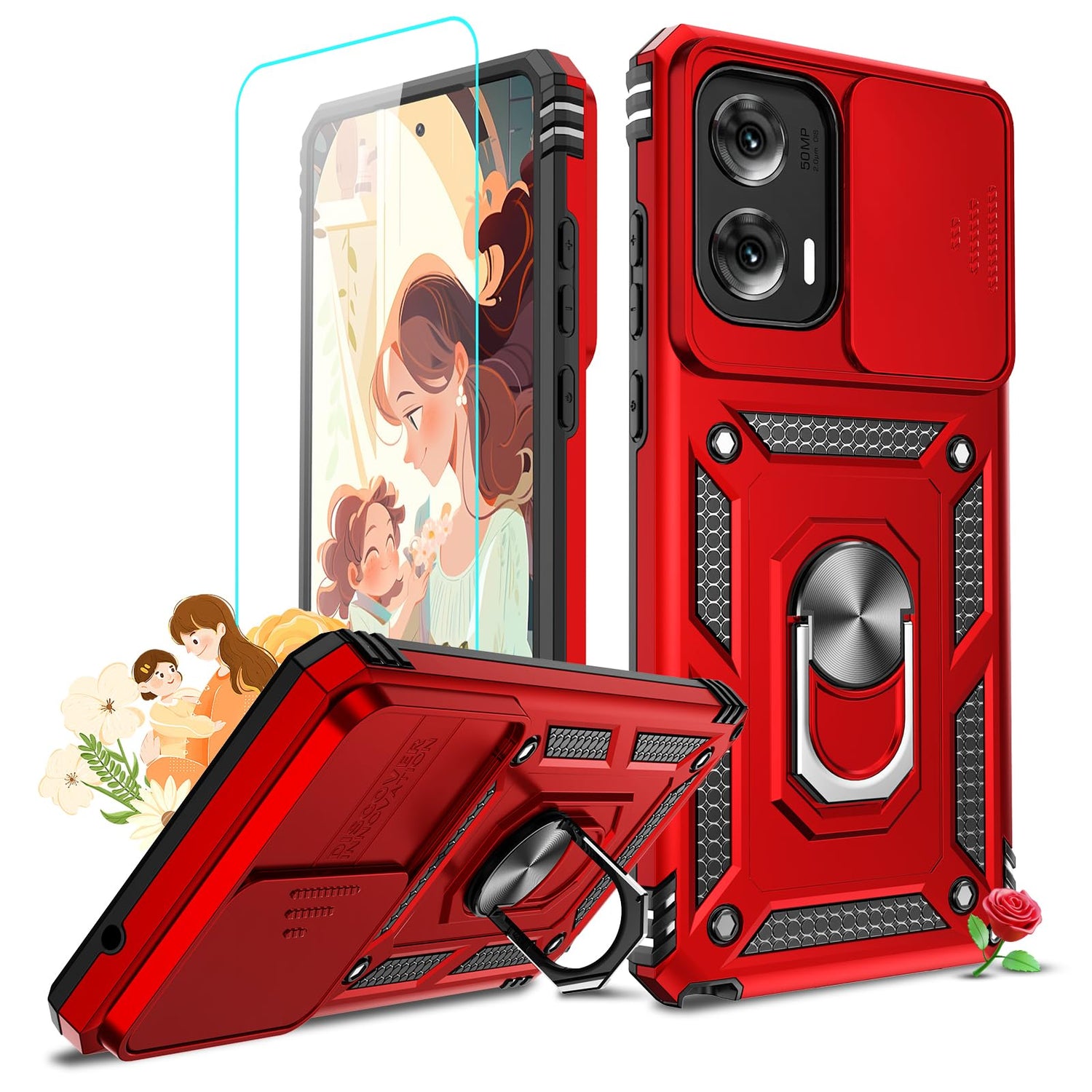 LeYi for Motorola Moto G Stylus 2025-Case: 【𝐍𝐨𝐭 𝐅𝐢𝐭 𝐌𝐨𝐭𝐨 𝐆 𝟐𝟎𝟐𝟓】Moto G Stylus 2026 Case 5G, Slide Camera Cover Screen Protector, Tough Armor Android Unlocked Phone Magnetic Stand, Black