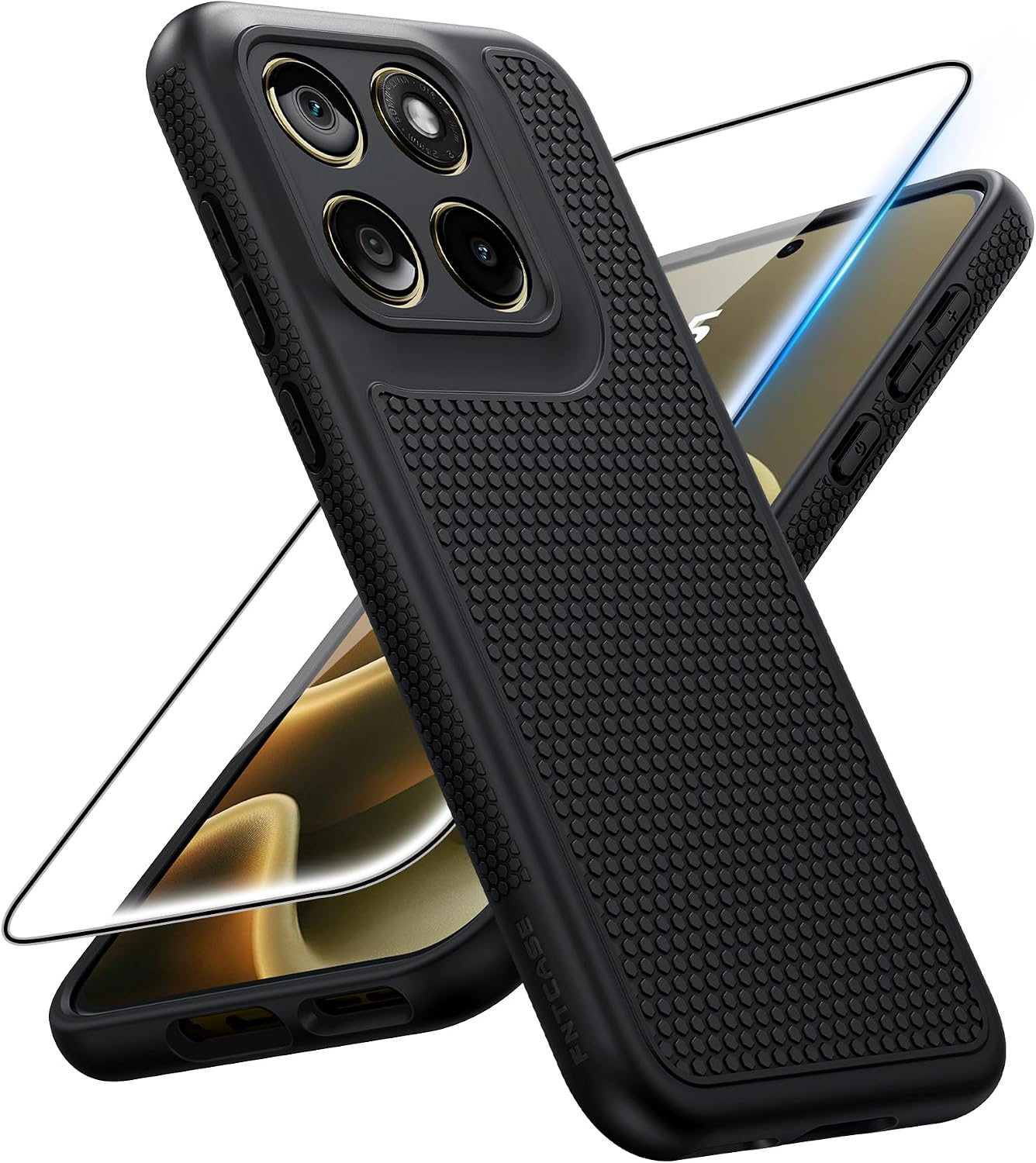 FNTCASE for Motorola Edge 2026 Case: Moto Edge 2026 Case with Screen Protector Non-Slip 14FT Military Grade Drop Protection, Shockproof, Slim Fit, Anti-Scratch TPU Matte Phone Cover (Black)