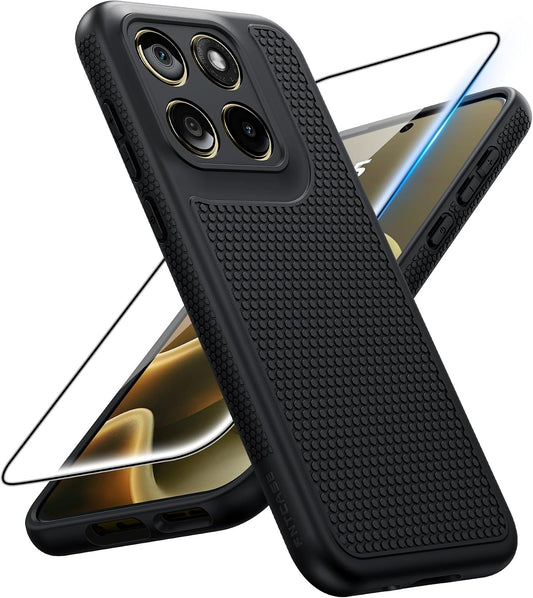 FNTCASE for Motorola Edge 2026 Case: Moto Edge 2026 Case with Screen Protector Non-Slip 14FT Military Grade Drop Protection, Shockproof, Slim Fit, Anti-Scratch TPU Matte Phone Cover (Black)