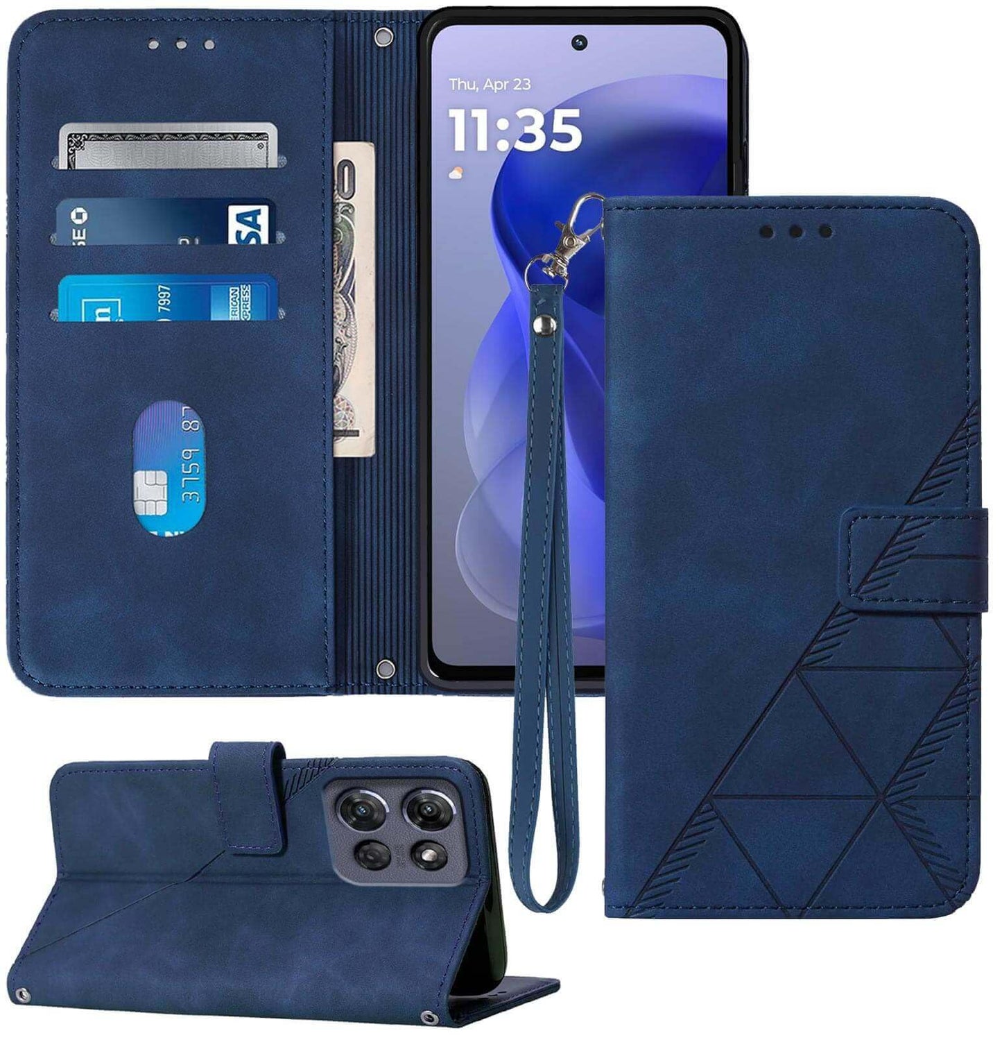 for Moto G Power 2025 Case Wallet, Card Holder Slots, Wrist Strap, TPU Interior Phone Protective, Stand PU Leather Folio Flip Cases Cover for Moto G Power - 2025 (Black)