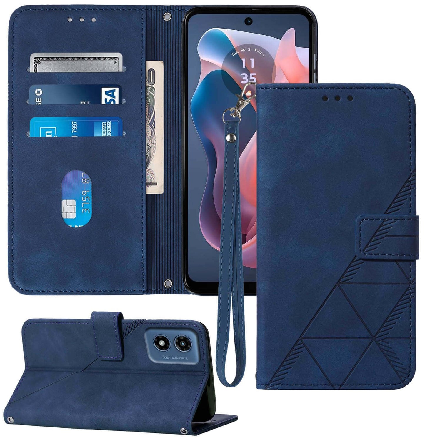 for Moto G Power 5G 2024 Case Wallet, Card Holder Slots, Wrist Strap, TPU Interior Protective, Stand PU Leather Flip Cover for Moto G Power 5G 2024 (Black)