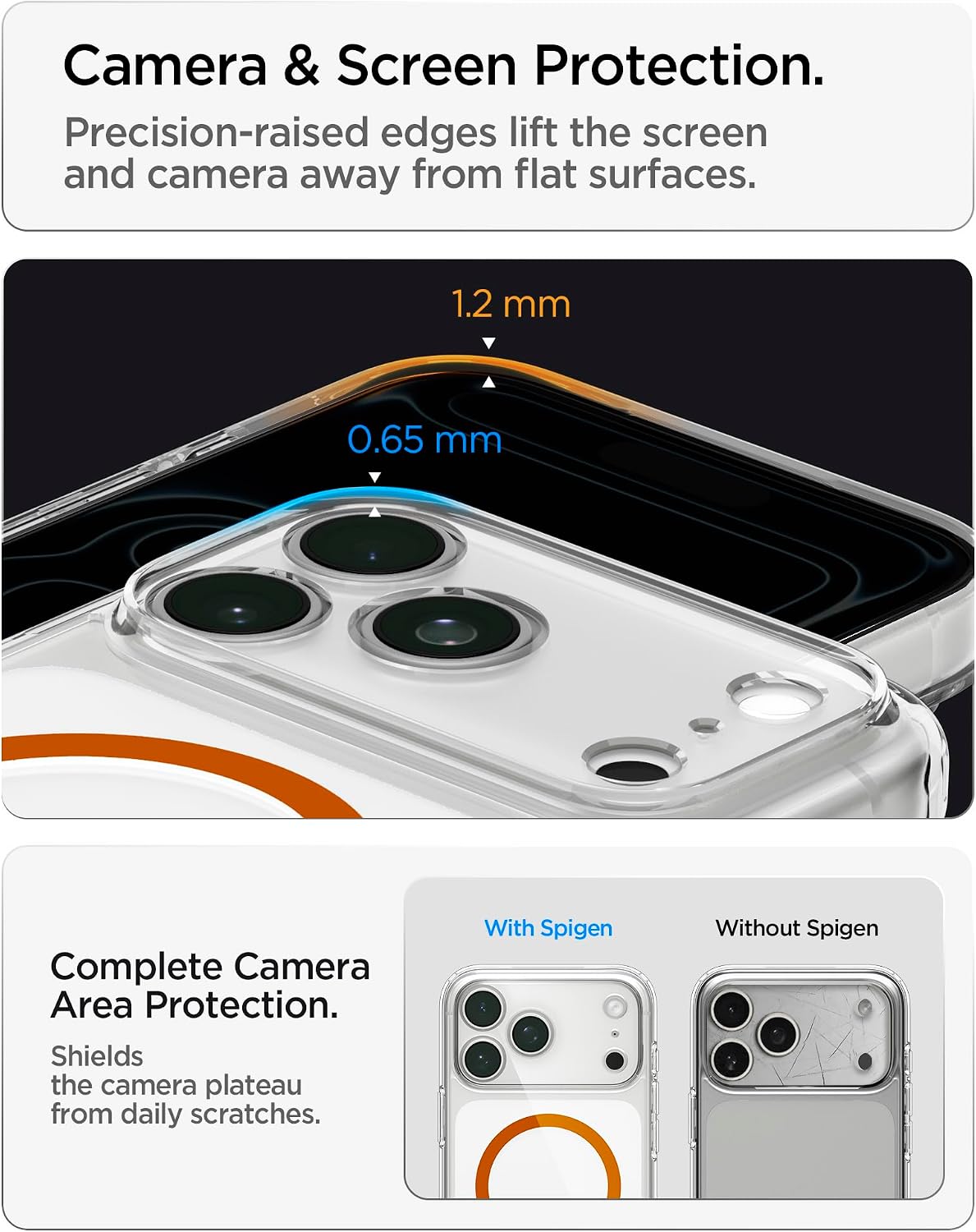 Spigen for iPhone 18 Pro Max Case, for iPhone 17 Pro Max Case, Clear Orange