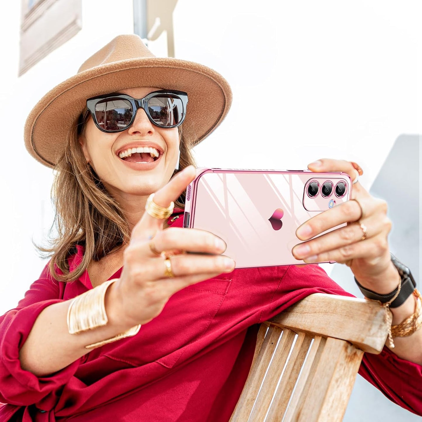 LeYi for Galaxy A16-5G Phone Case: Tempered Glass Screen Protector [2 Pcs]+ Full Camera Lens Protection,Love Heart Plating Luxury Shockproof Phone Case para Samsung A 16 5G Cute,Pink