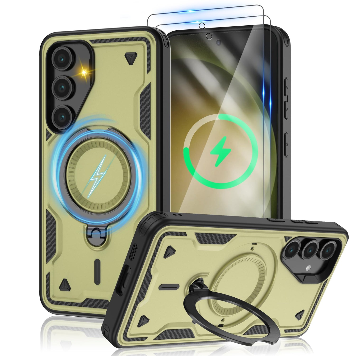 for Samsung Galaxy-S23-Ultra-Case with Magsafe & [HD Screen Protector×2][Anti-Fingerprint], 360° Metal Rotated Kickstand,Military Grade Shockproof Protective for Galaxy S23 Ultra Case,Light Blue