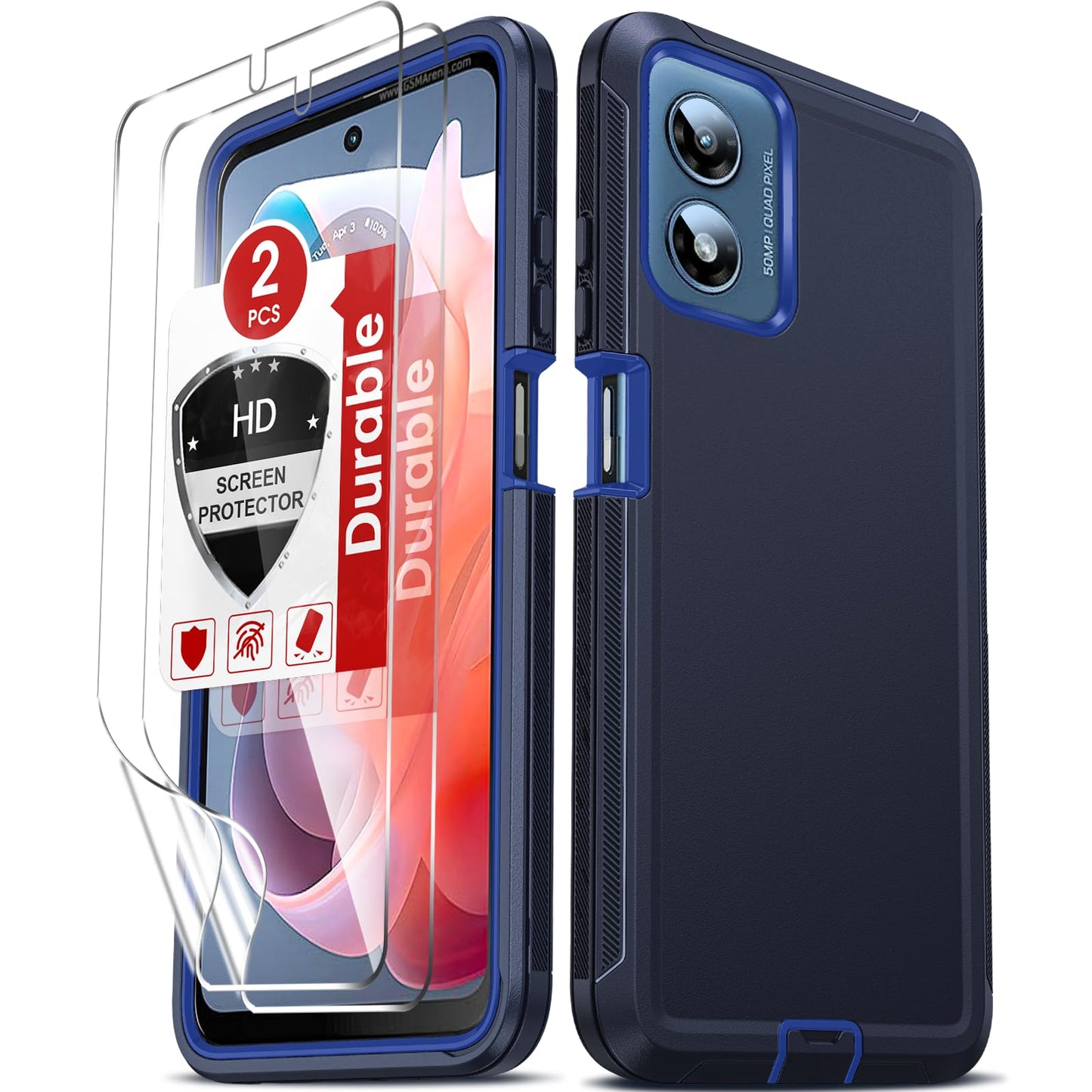 LeYi Compatible for Moto-G-Play-2024 Case 4G: Motorola G Play 2024 Phone Case 4G [Not Fit G Play 5G 2024] with 2 Pack HD Screen Protectors, Heavy Duty 3 in 1 Shockproof Protective Funda, Teal