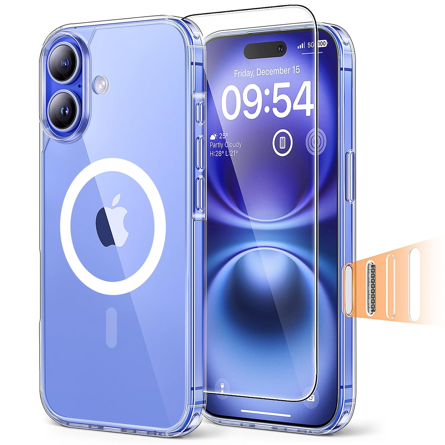 TAURI for iPhone 17 Case, Anti-Yellowing with Screen Protector, Military-Grade Protection Shockproof Slim Phone Case for iPhone 17, Clear