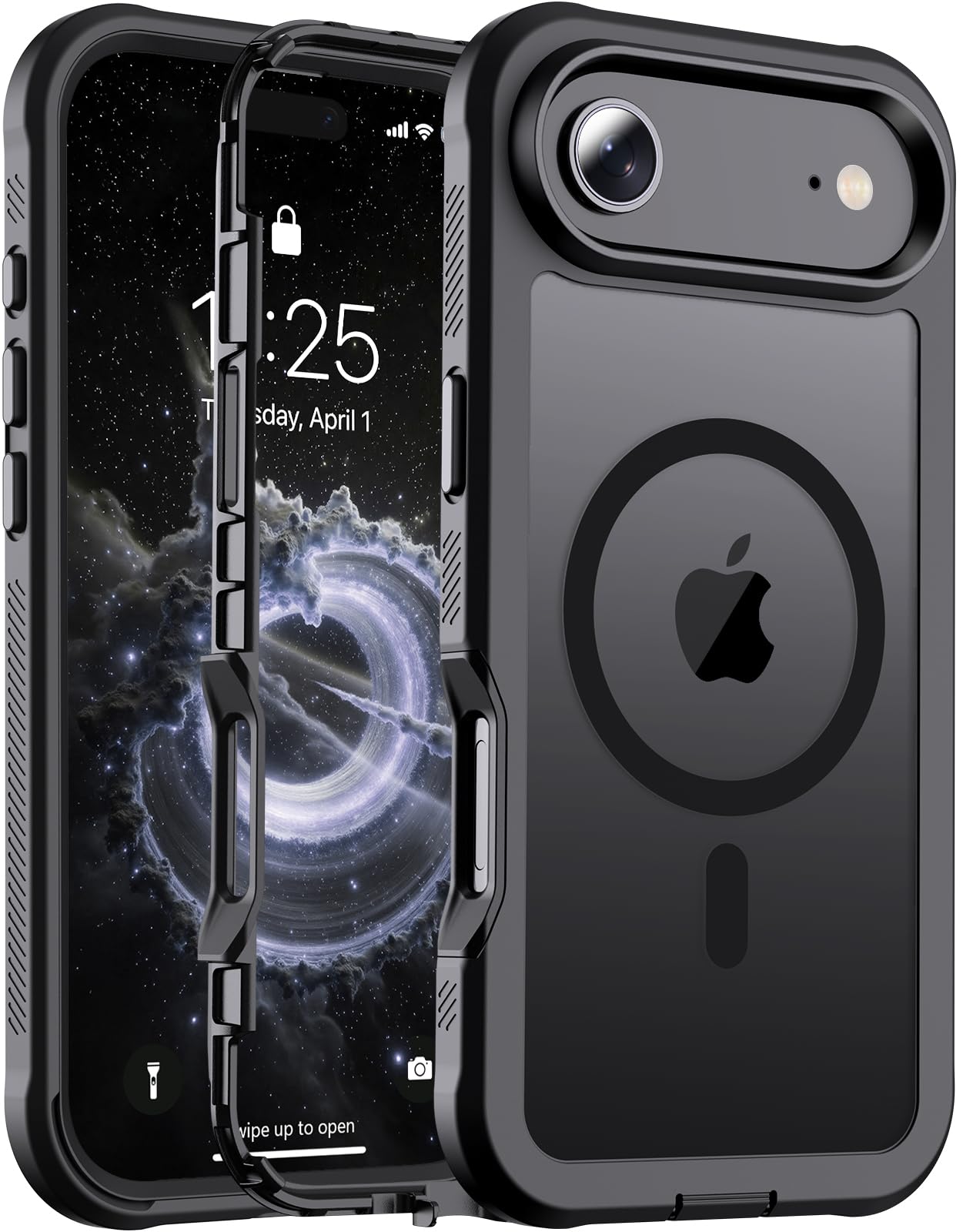 Magnetic for iPhone 17 Case, [Compatible with MagSafe][Military Grade Drop Protection][Heavy Duty Protection][Non-Slip][Shockproof] 2-Layer Durable Bumper Phone Case 6.3''-Black