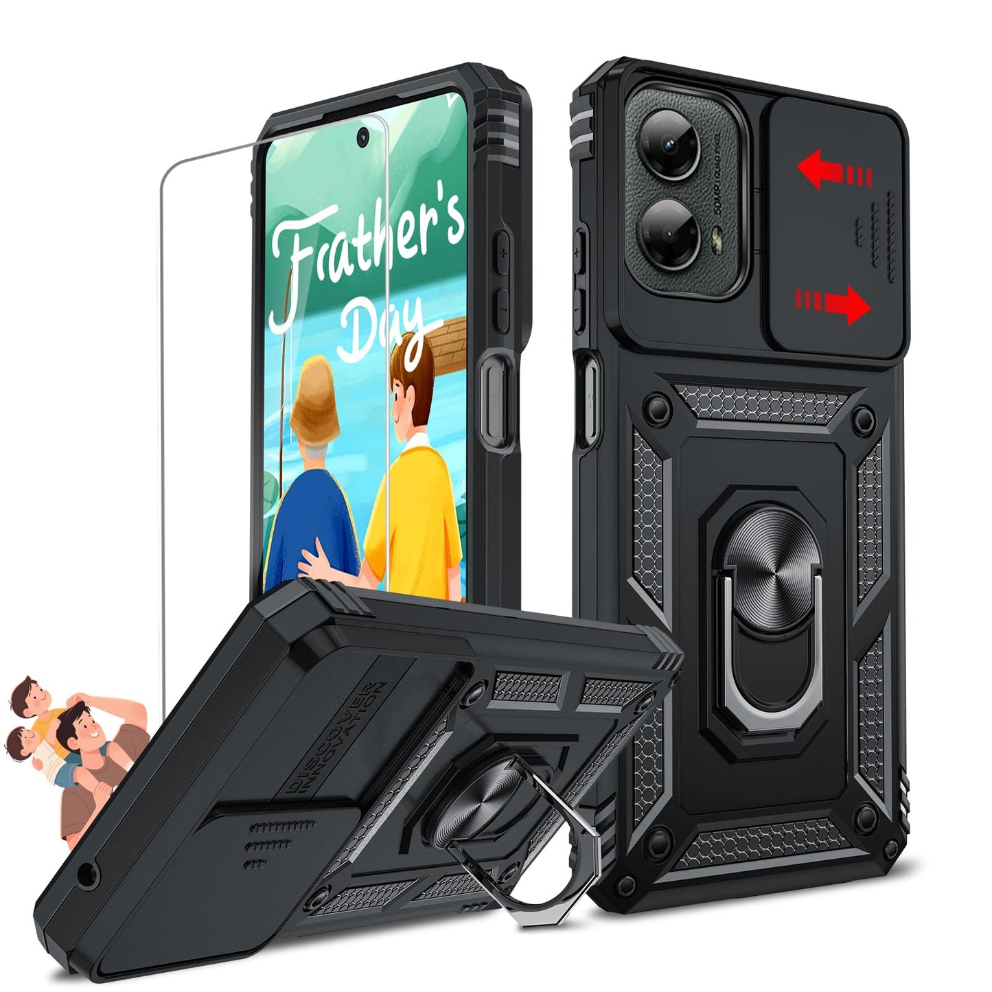 LeYi for Motorola Moto G Stylus 2025-Case: 【𝐍𝐨𝐭 𝐅𝐢𝐭 𝐌𝐨𝐭𝐨 𝐆 𝟐𝟎𝟐𝟓】Moto G Stylus 2026 Case 5G, Slide Camera Cover Screen Protector, Tough Armor Android Unlocked Phone Magnetic Stand, Black