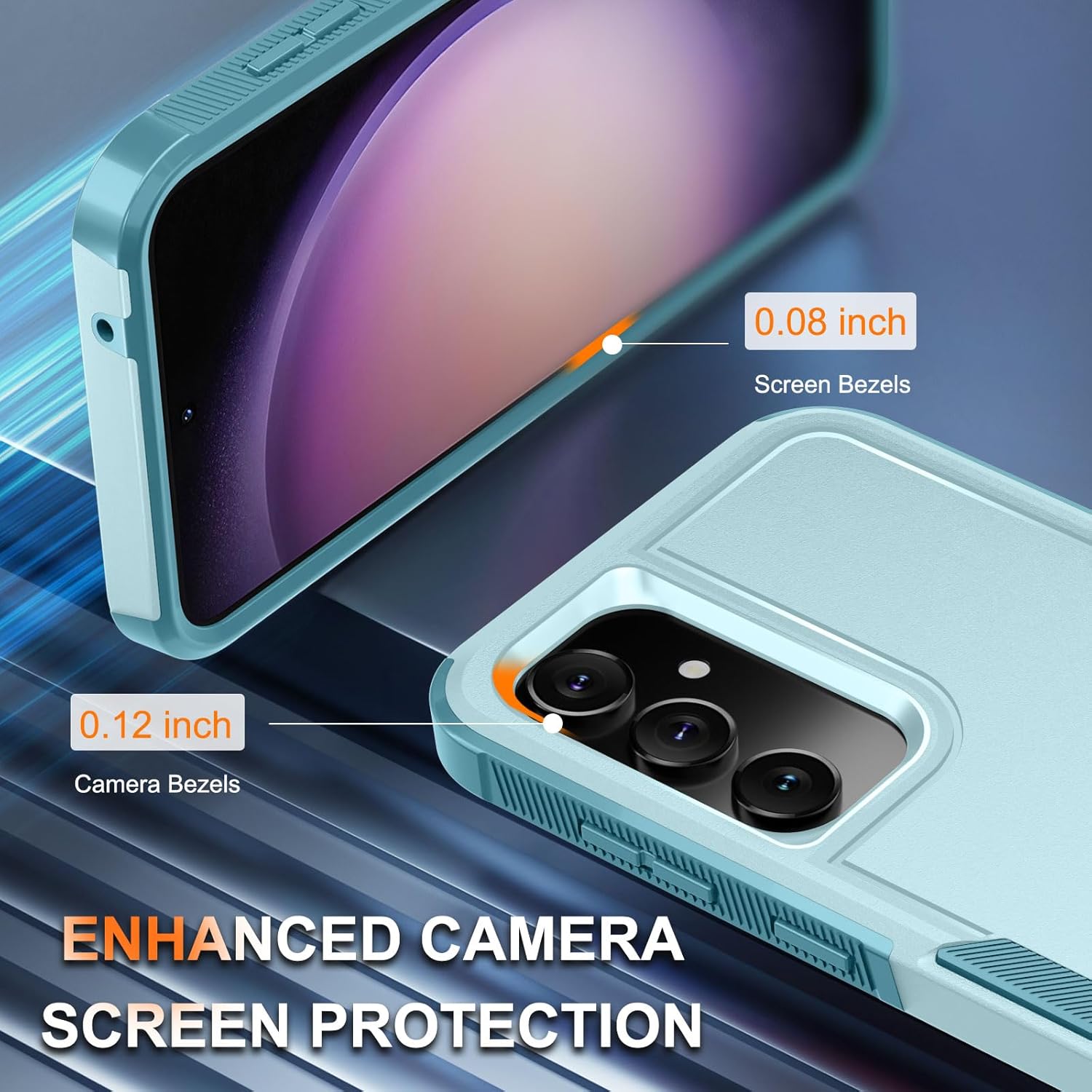 for Samsung Galaxy S23 FE Case [NOT for S23], Full Body Heavy Duty Rugged Shockproof Protective Phone Cover with Wrist Strap Lanyard, Tempered Glass Screen Protector and Camera Lens Cover, Mint Green