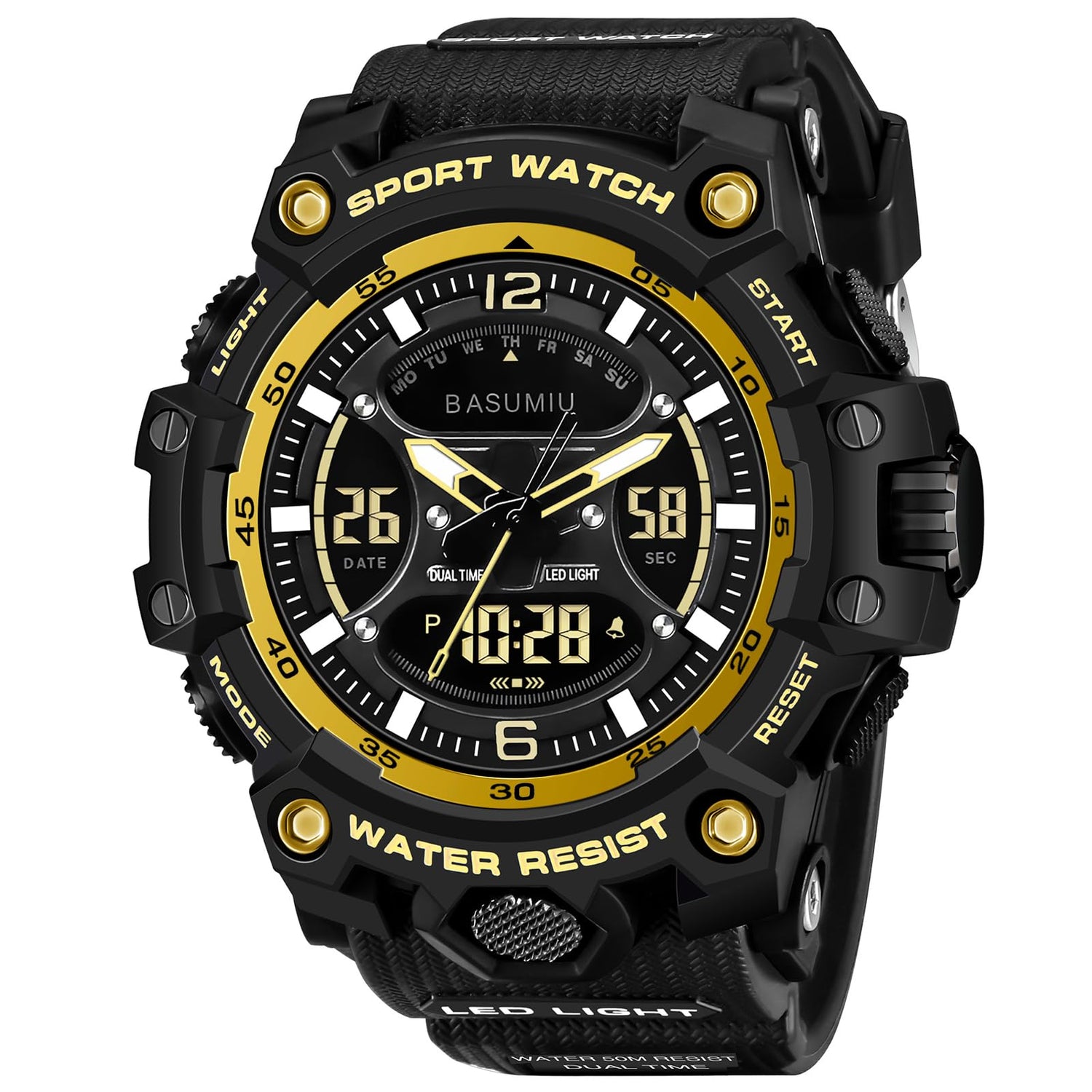 Mens Sports Wrist Watches Analog Digital Tactical Military Watch Waterproof Gold Watches for Men