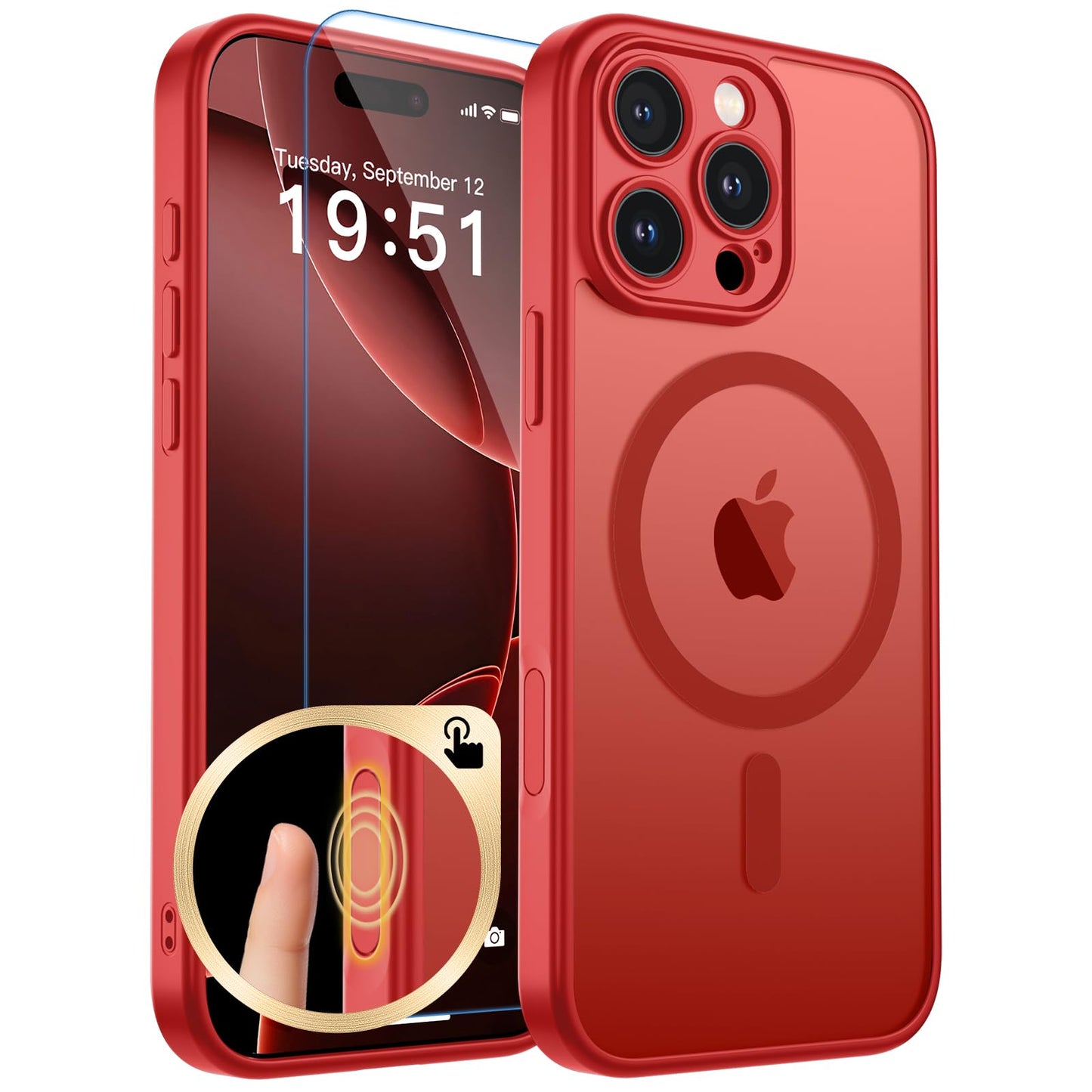Magnetic for iPhone 17 Case, Upgraded [Camera Control Button] [Full Camera Protection] [with 1 Screen Protector] Translucent Matte Shockproof Protective Phone Cover, Mist Blue