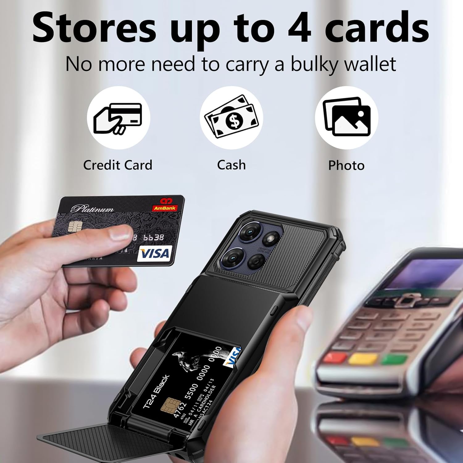 Vofolen for Moto G Power 2025/2026 Case Wallet with Card Holder Dual Layer Heavy Duty Shockproof Protective Hidden Flip 4-Card Slots Phone Cover for Motorola Moto G Power 5G 2025/2026 Women Men Black