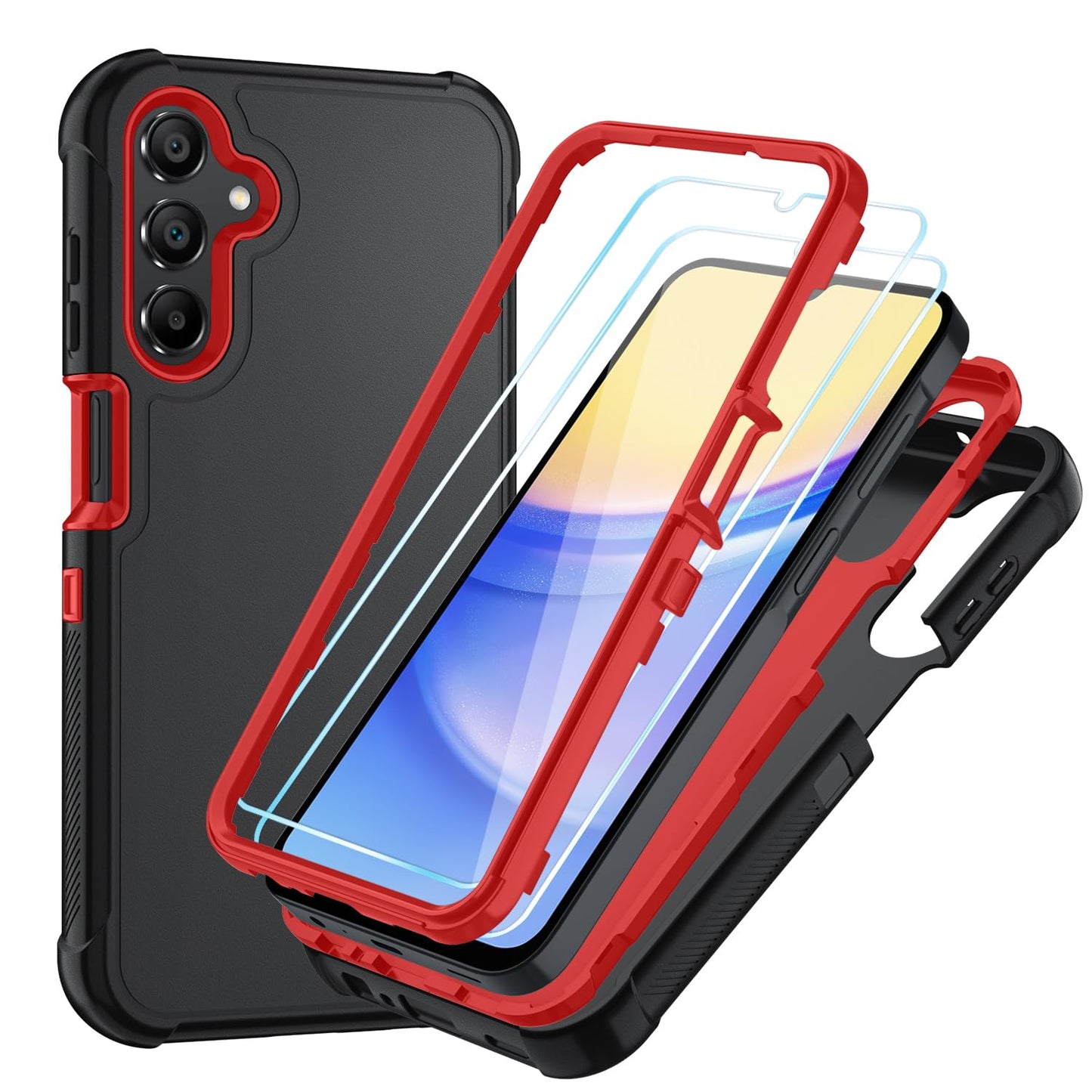 Case for Galaxy A25 5G Case, Samsung Galaxy A25 5G Case with HD Screen Protector [3 Layer] Military-Grade Heavy-Duty Shockproof Protective Phone Case for Samsung A25 5G,Black/Black
