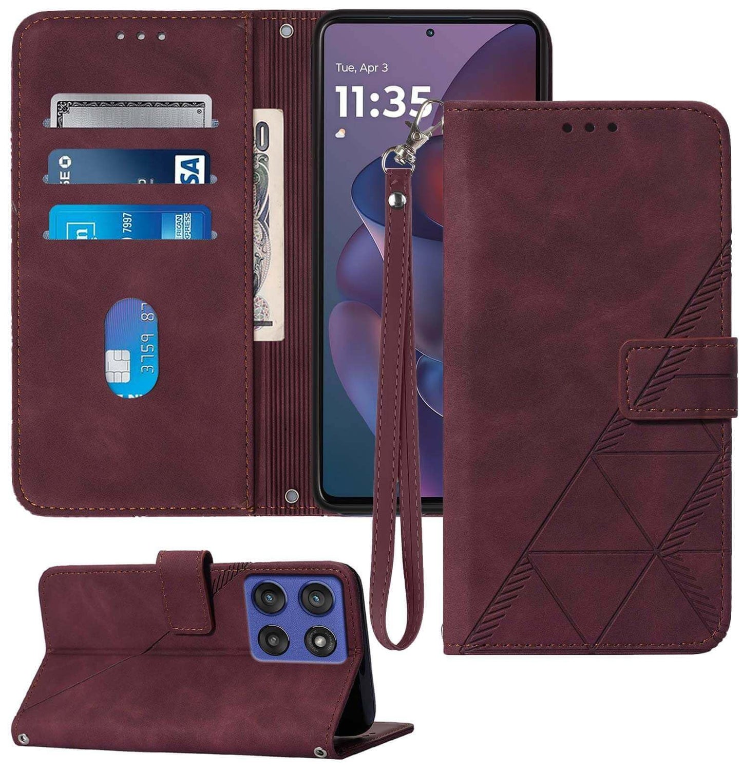 for Moto G Power 2025 Case Wallet, Card Holder Slots, Wrist Strap, TPU Interior Phone Protective, Stand PU Leather Folio Flip Cases Cover for Moto G Power - 2025 (Black)
