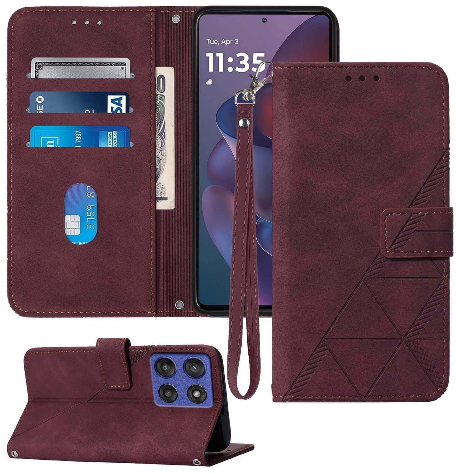 for Moto G Power 2025 Case Wallet, Card Holder Slots, Wrist Strap, TPU Interior Phone Protective, Stand PU Leather Folio Flip Cases Cover for Moto G Power - 2025 (Black)