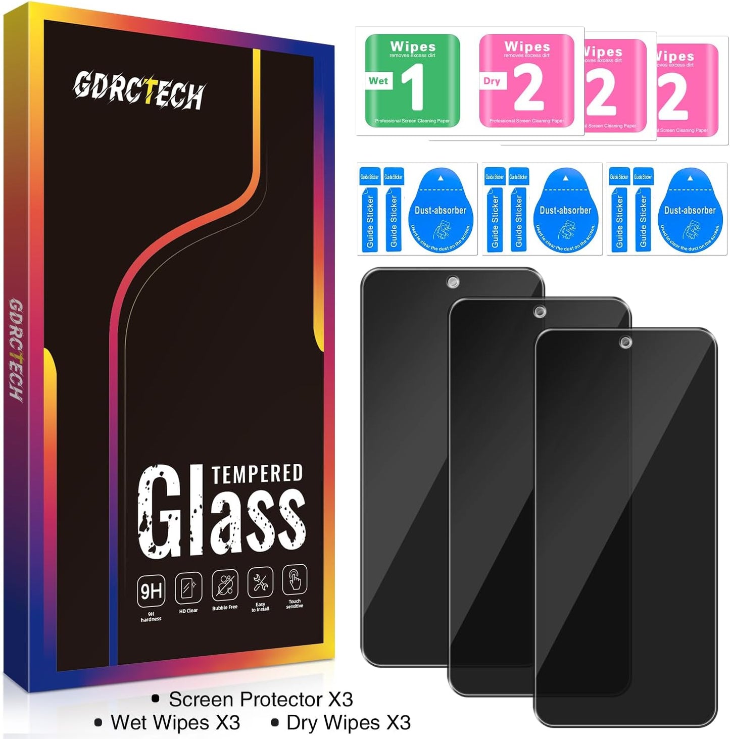 [3-Pack Privacy Screen Protector for Motorola Moto G Power 5G 2025 Tempered Glass, Bubble Free, Easy to Install, 9H Hardness